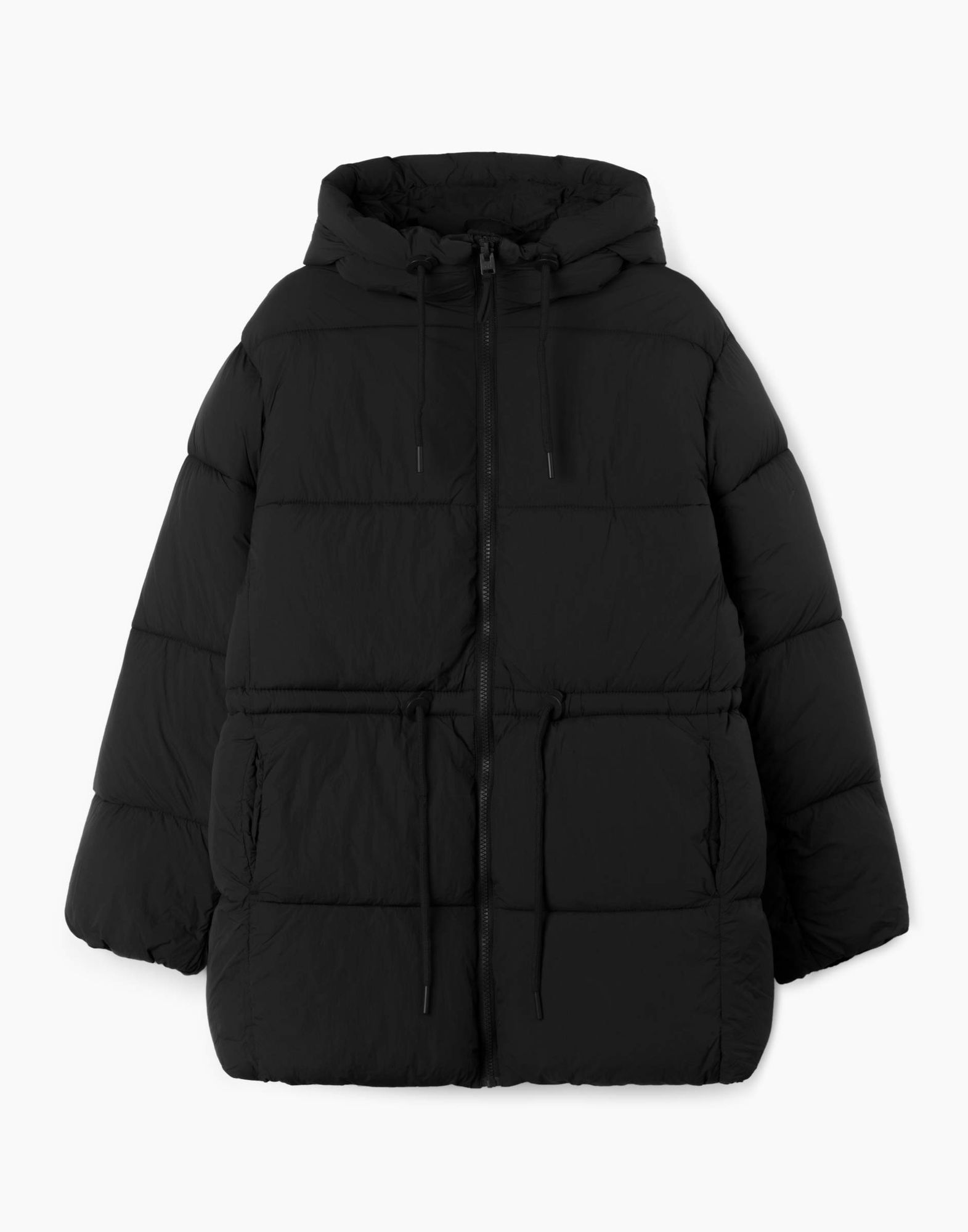 Чёрная утеплённая куртка с синтепухом для девочки-1