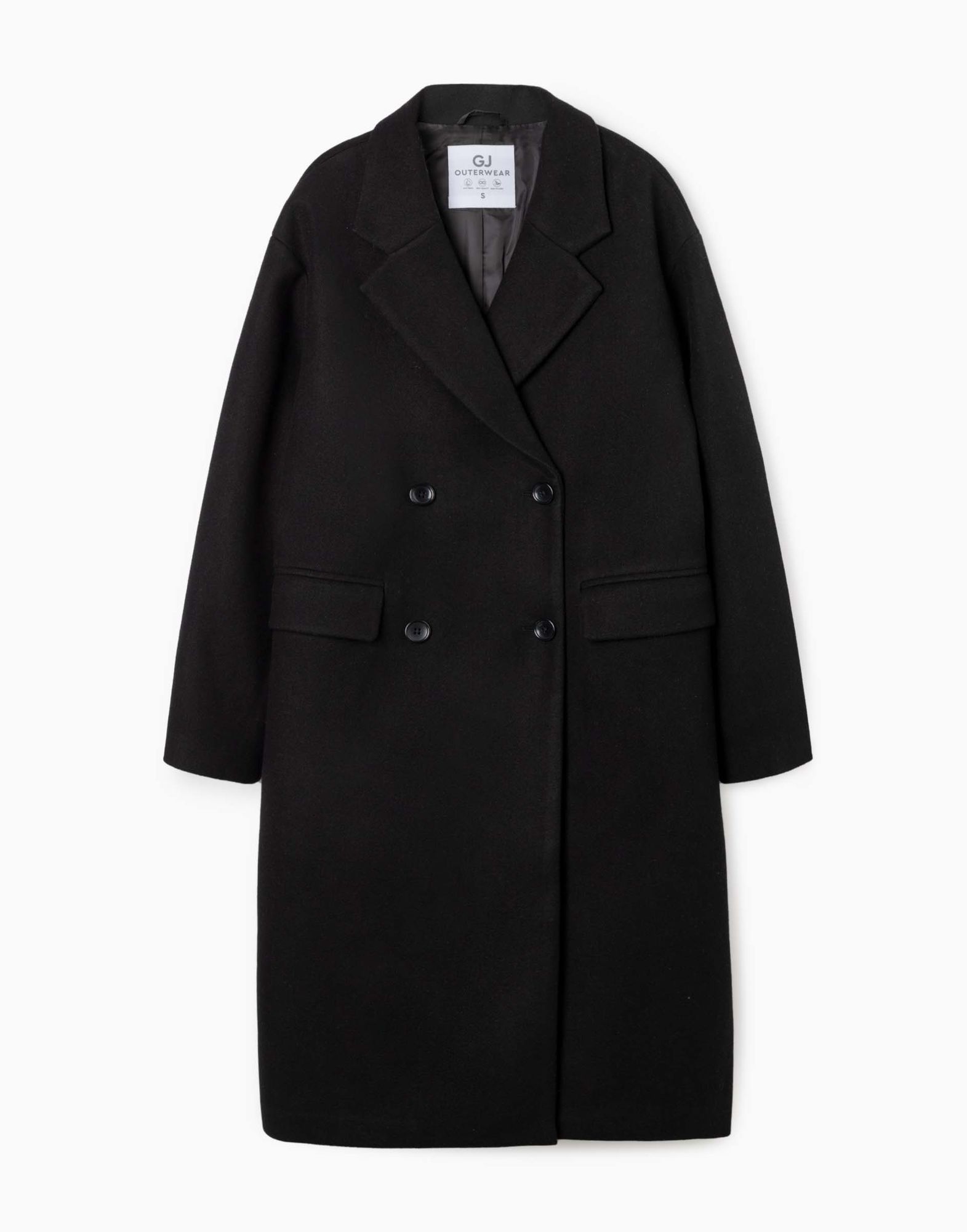 Чёрное драповое пальто -5