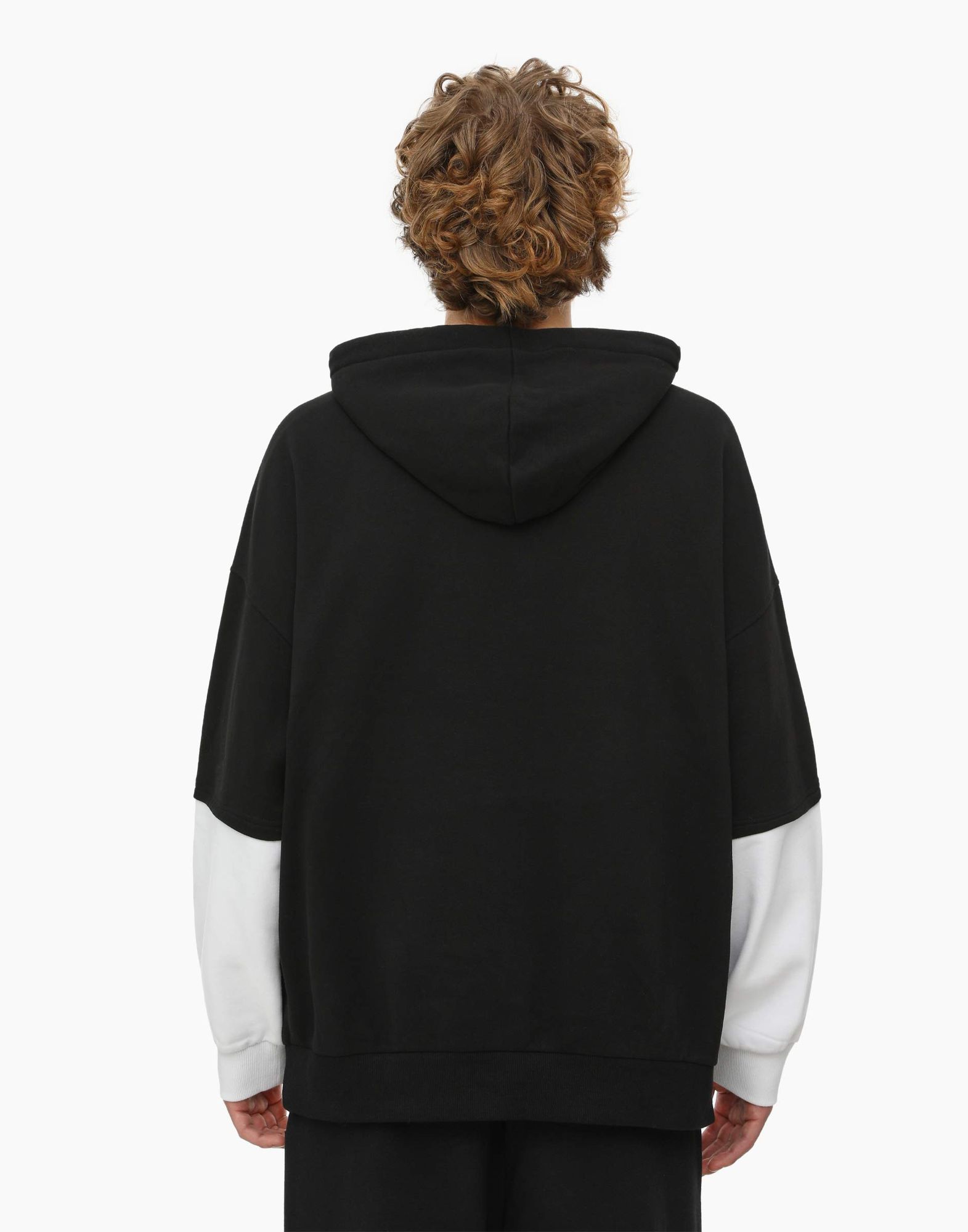 Чёрное худи oversize с принтом -3