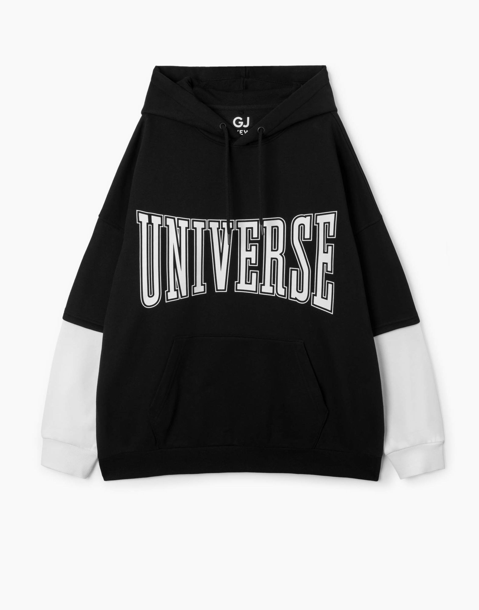 Чёрное худи oversize с принтом -6
