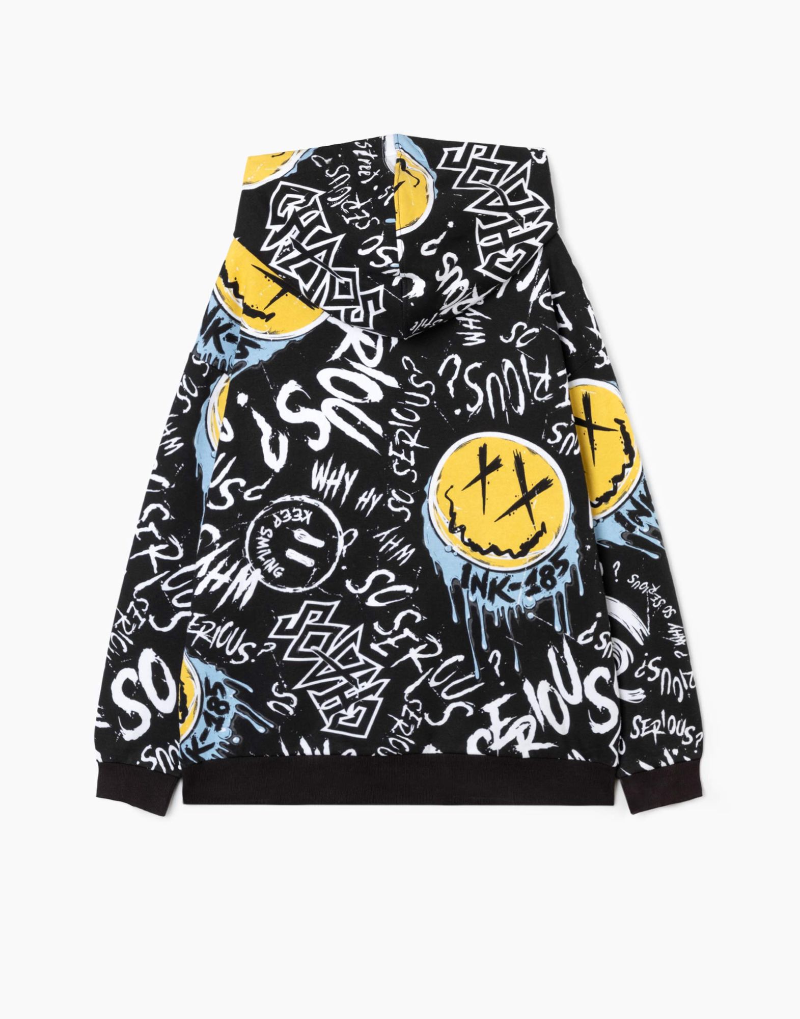 Чёрное худи oversize с принтом для мальчика-3