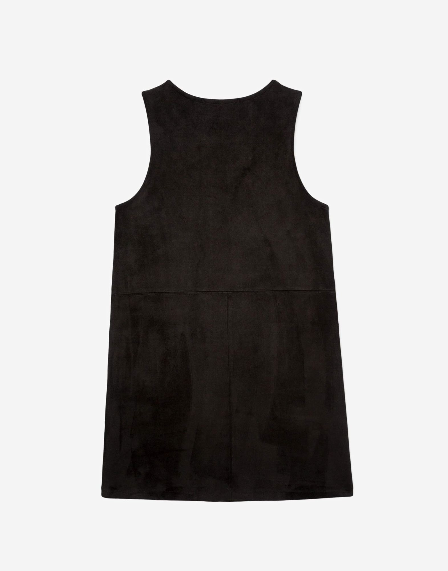 Черное платье из экозамши с карманами для девочки-2