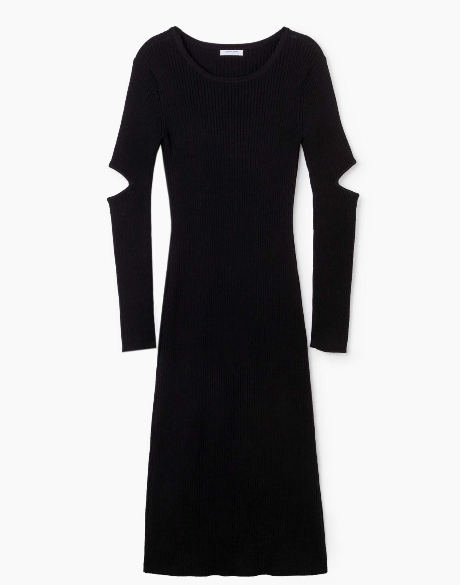 Чёрное платье миди с разрезом-5