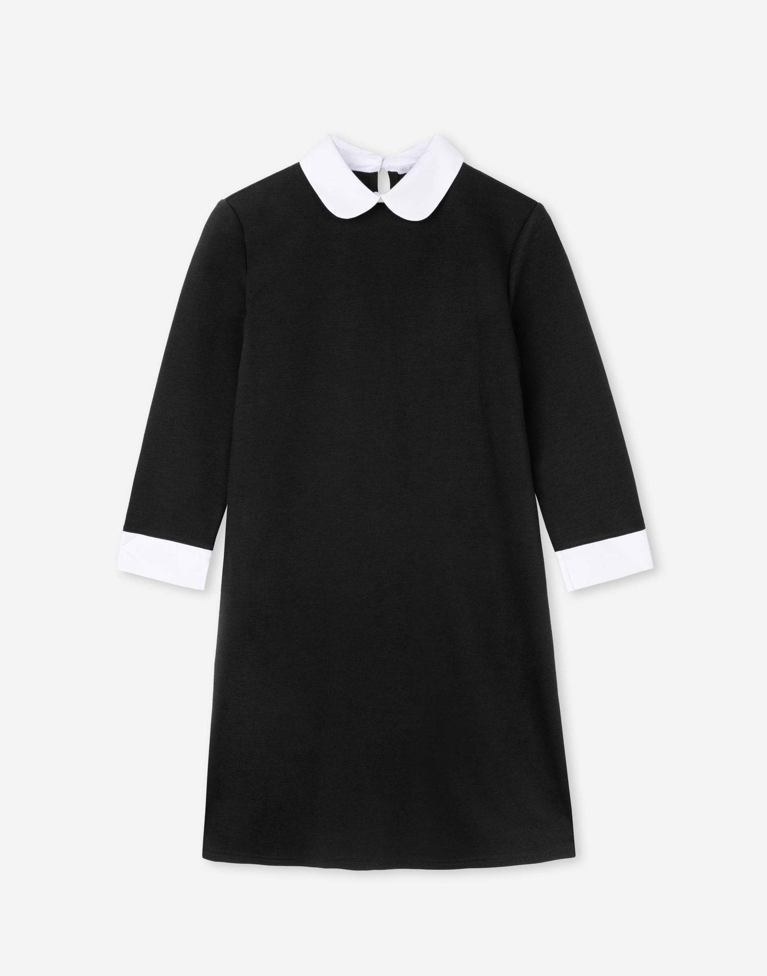 Черное школьное платье с контрастными деталями для девочки-1