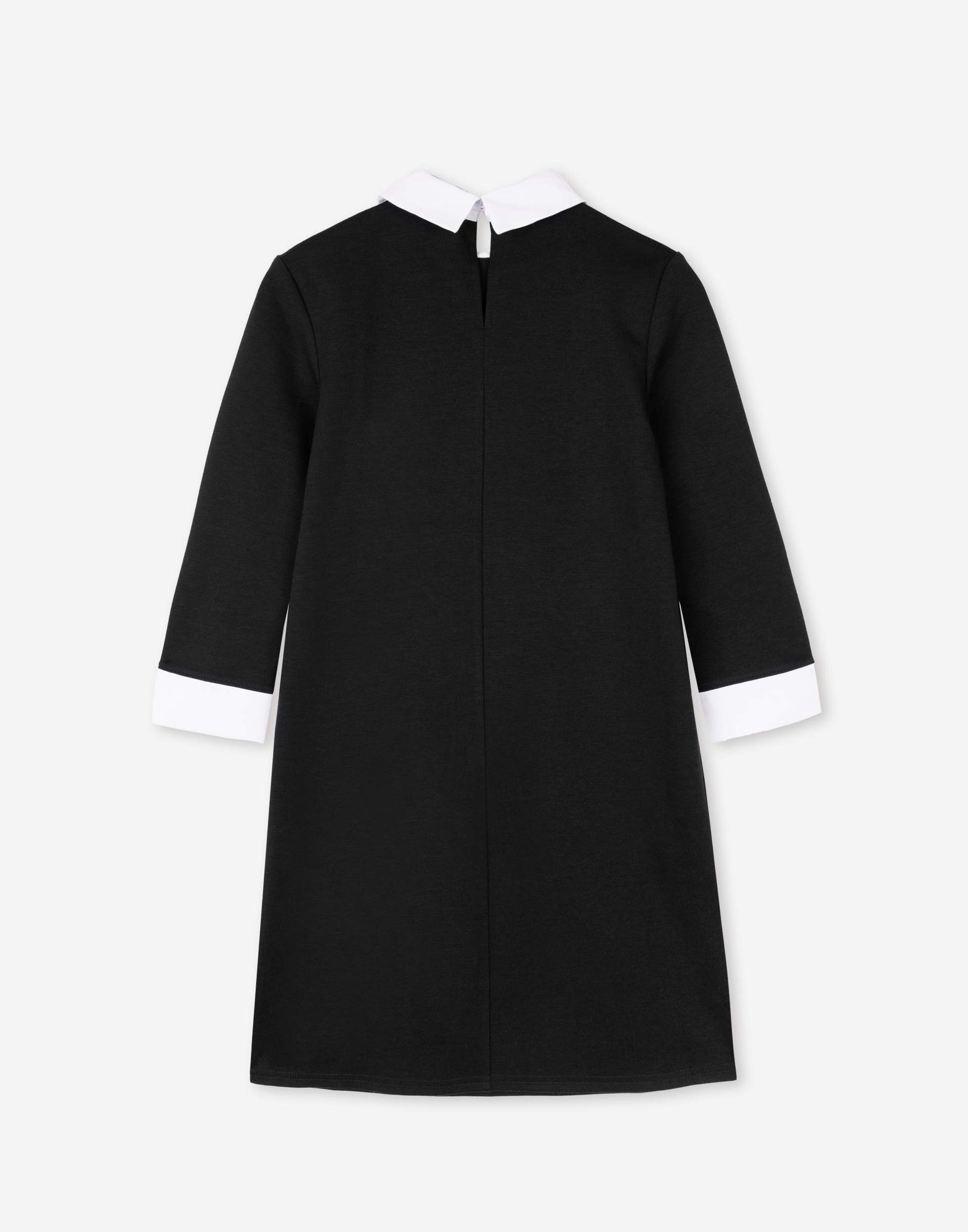 Черное школьное платье с контрастными деталями для девочки-2