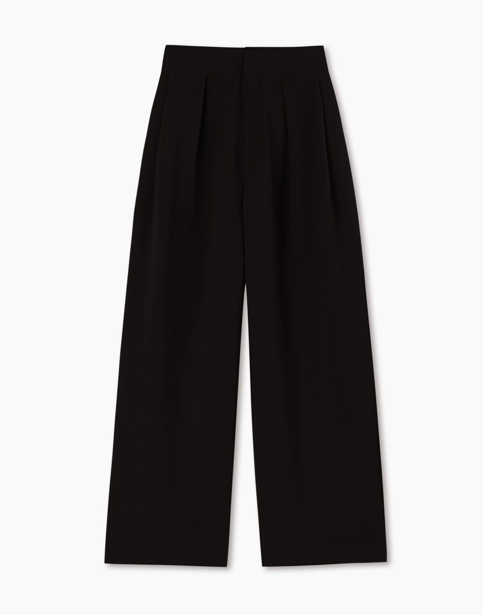 Чёрные брюки Wide leg с защипами-4