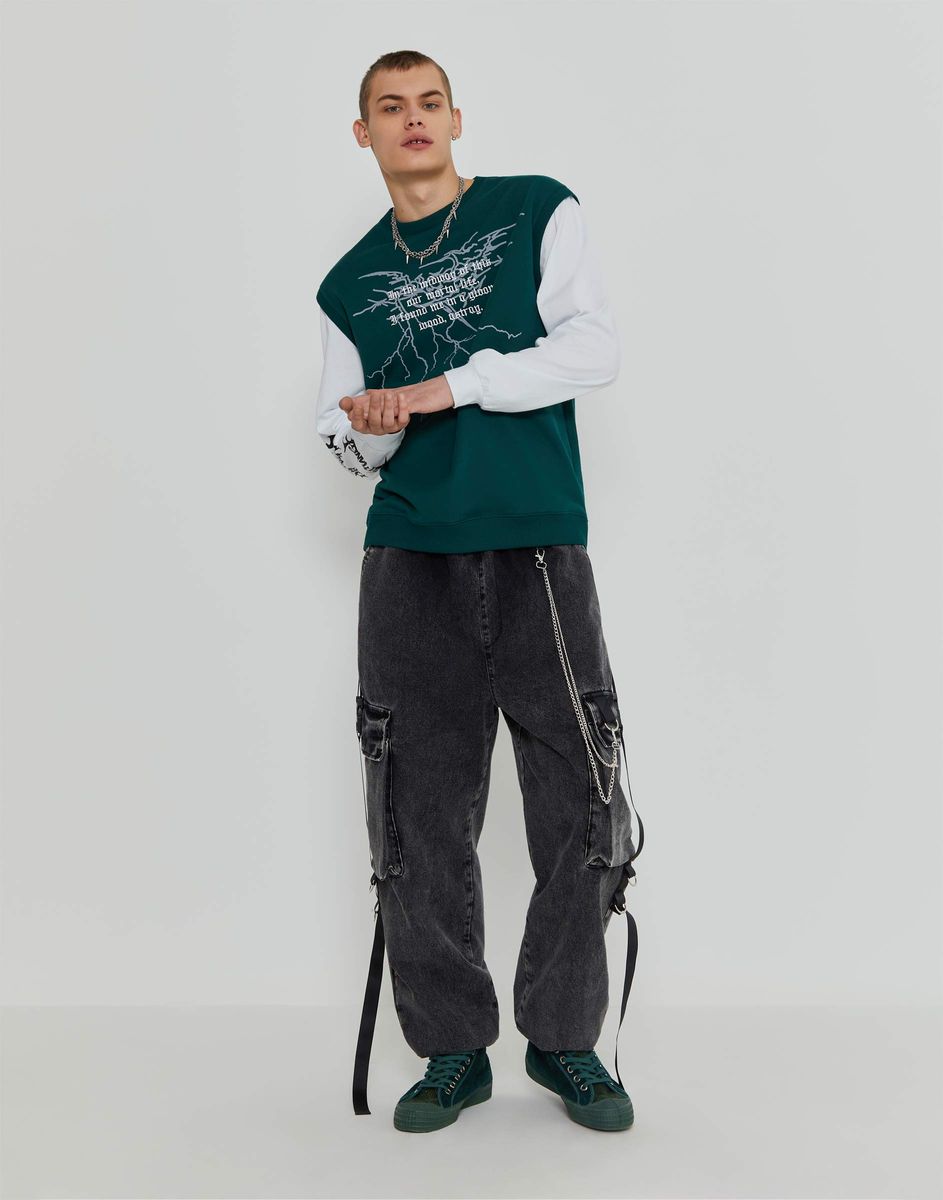 Чёрные джинсы Baloon Jogger с цепью для мальчика BJN015078-1 купить по цене  от 799 рублей с доставкой по России