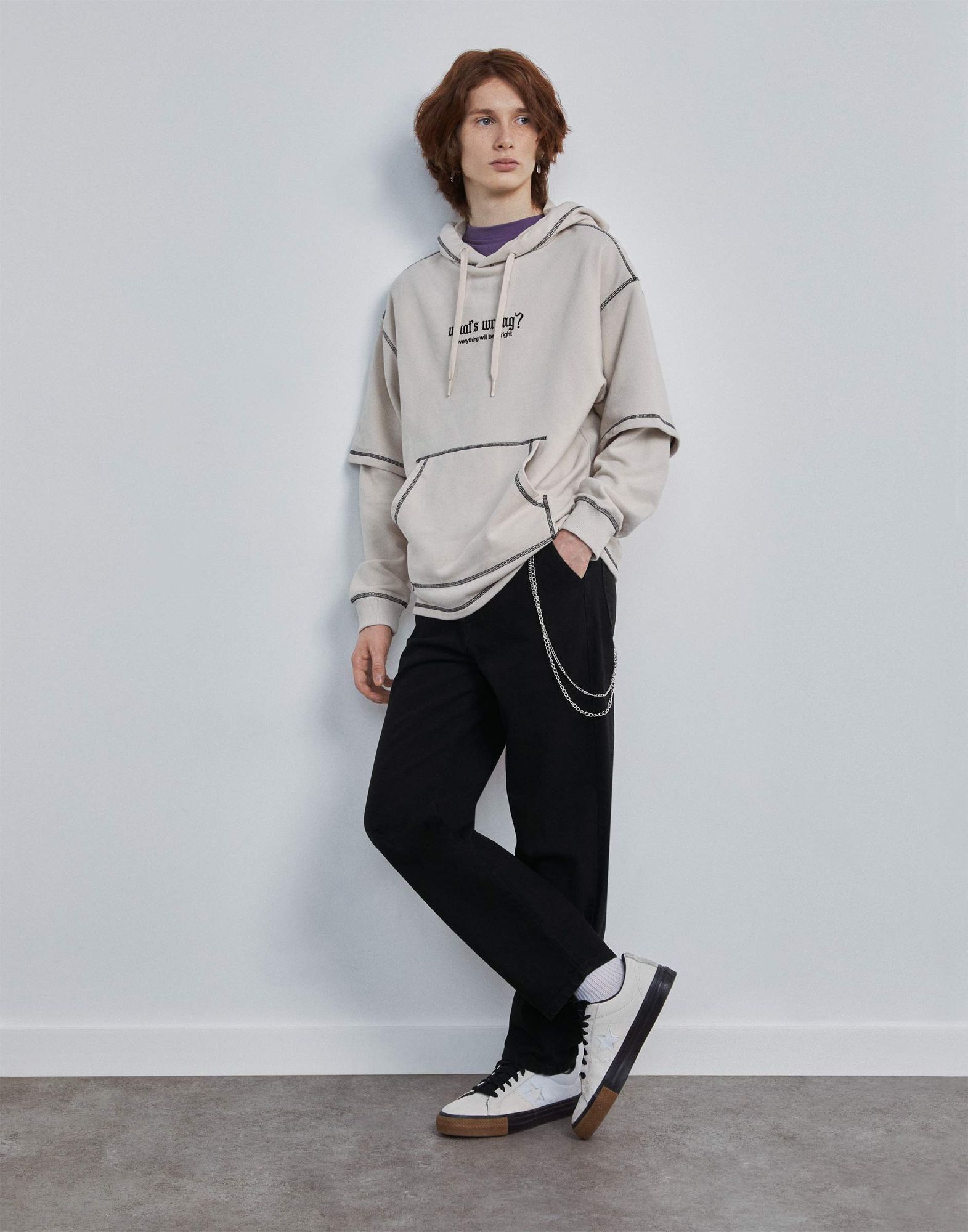 Чёрные джинсы Slouchy с цепочкой для мальчика-0