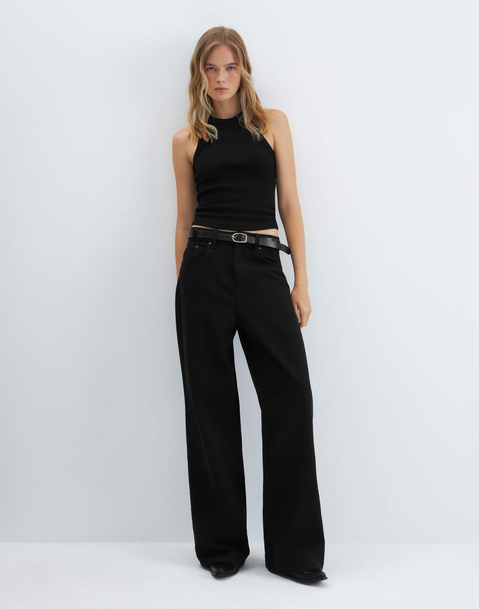 Чёрные джинсы Wide leg GJN036408-1 размер 44/170