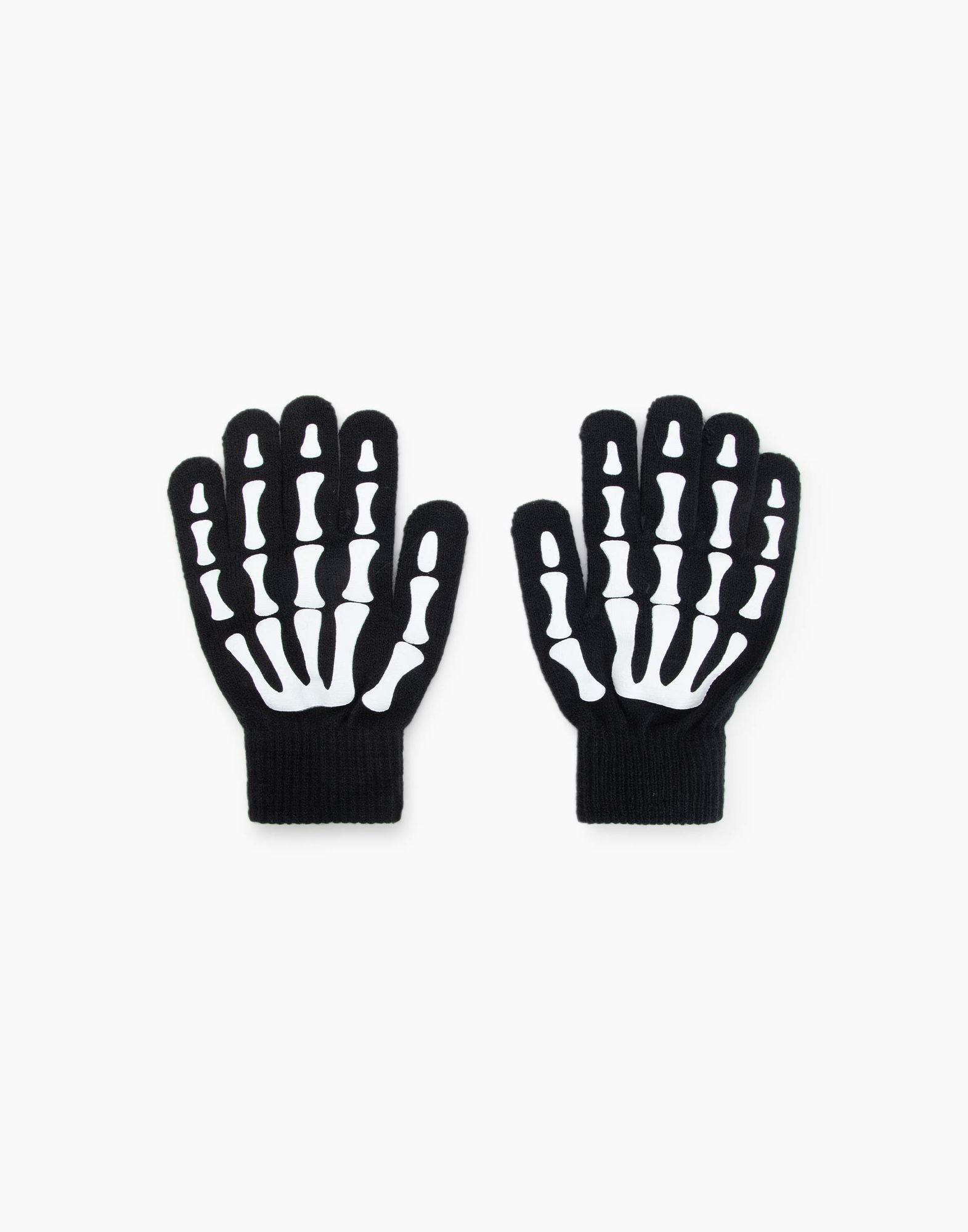 Чёрные меланжевые перчатки с аппликацией для мальчика-1