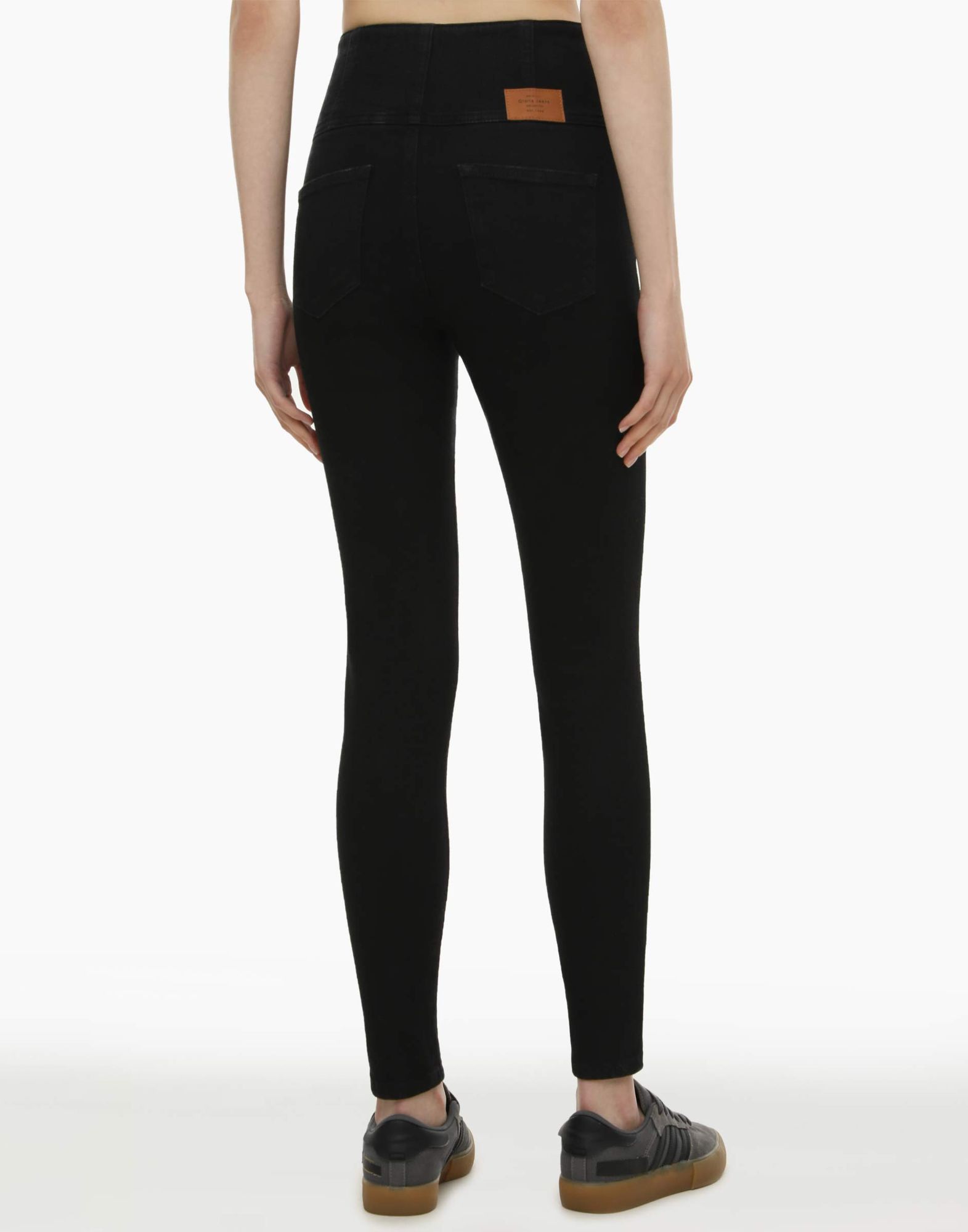 Чёрные облегающие джинсы Legging Wide Waist с пуговицами-2