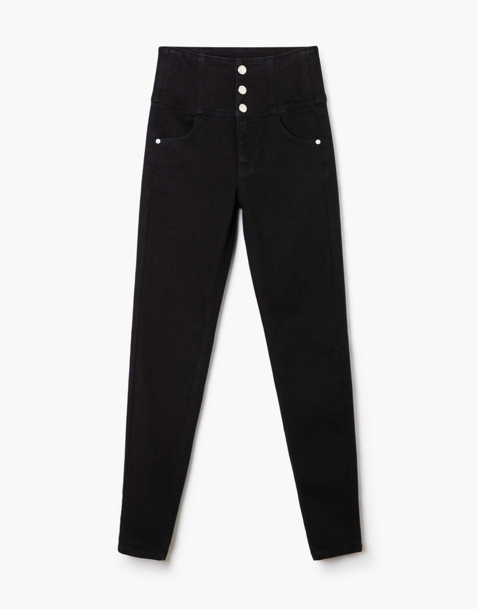 Чёрные облегающие джинсы Legging Wide Waist с пуговицами-4