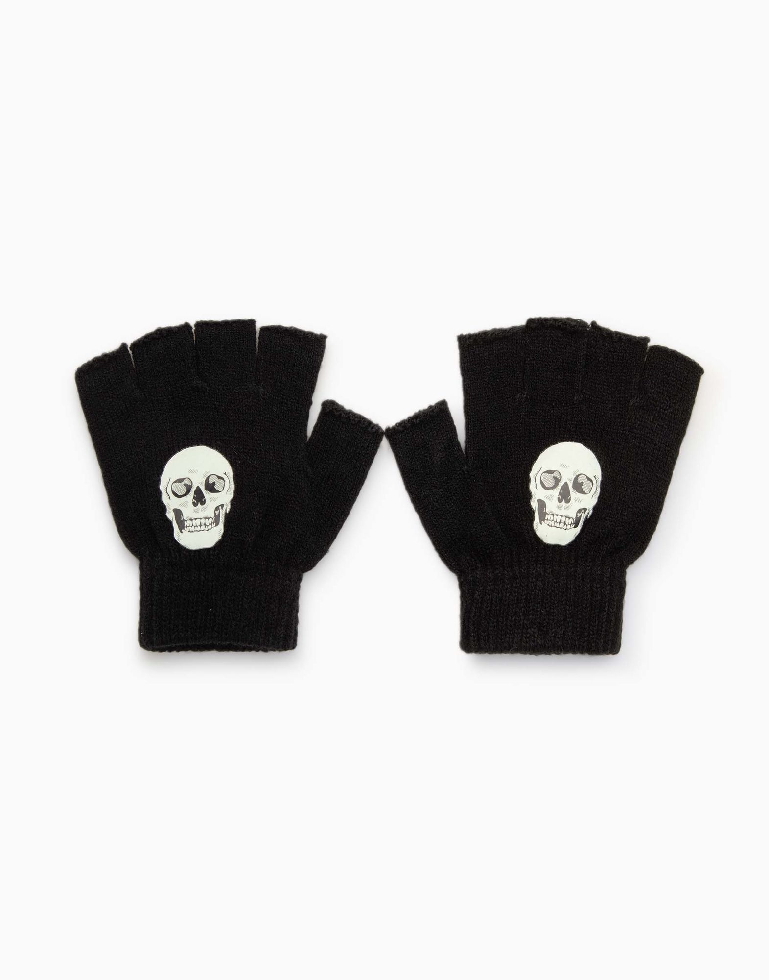 Черные перчатки с черепами для мальчика-1