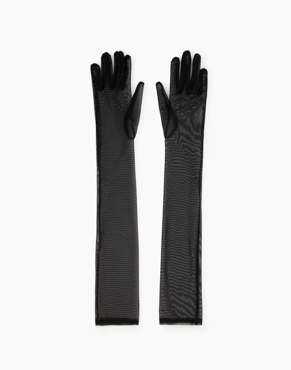 Чёрные сетчатые перчатки-0