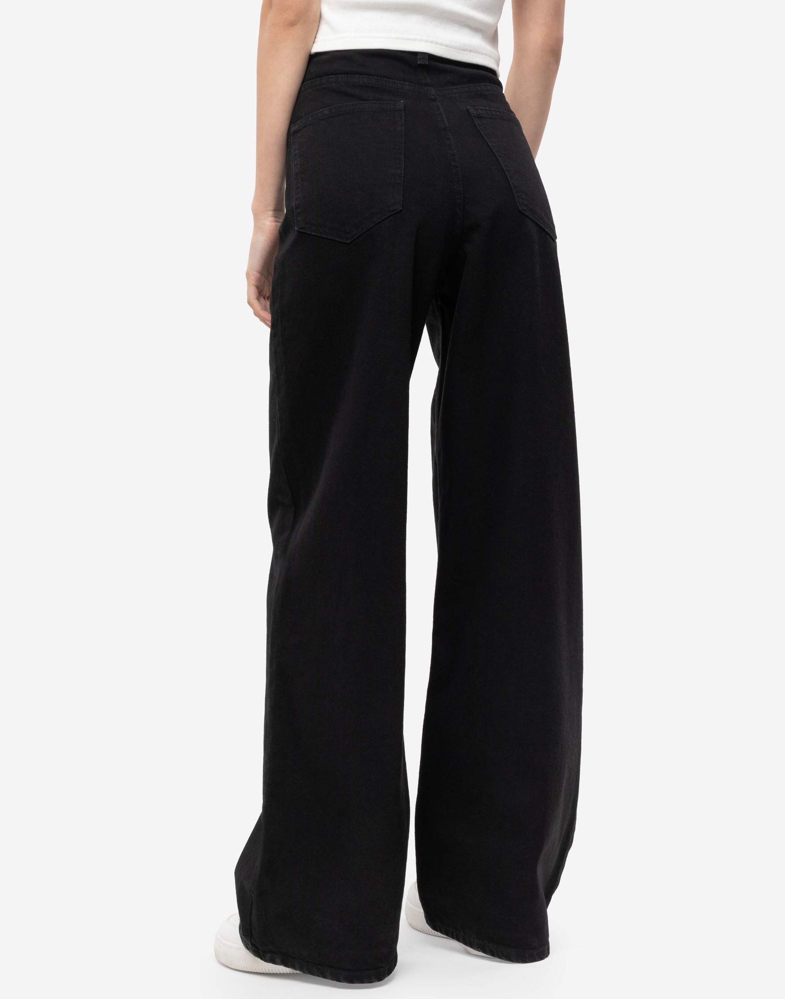 Черные широкие джинсы Wide leg с высокой талией GJN026145-1 купить по ...