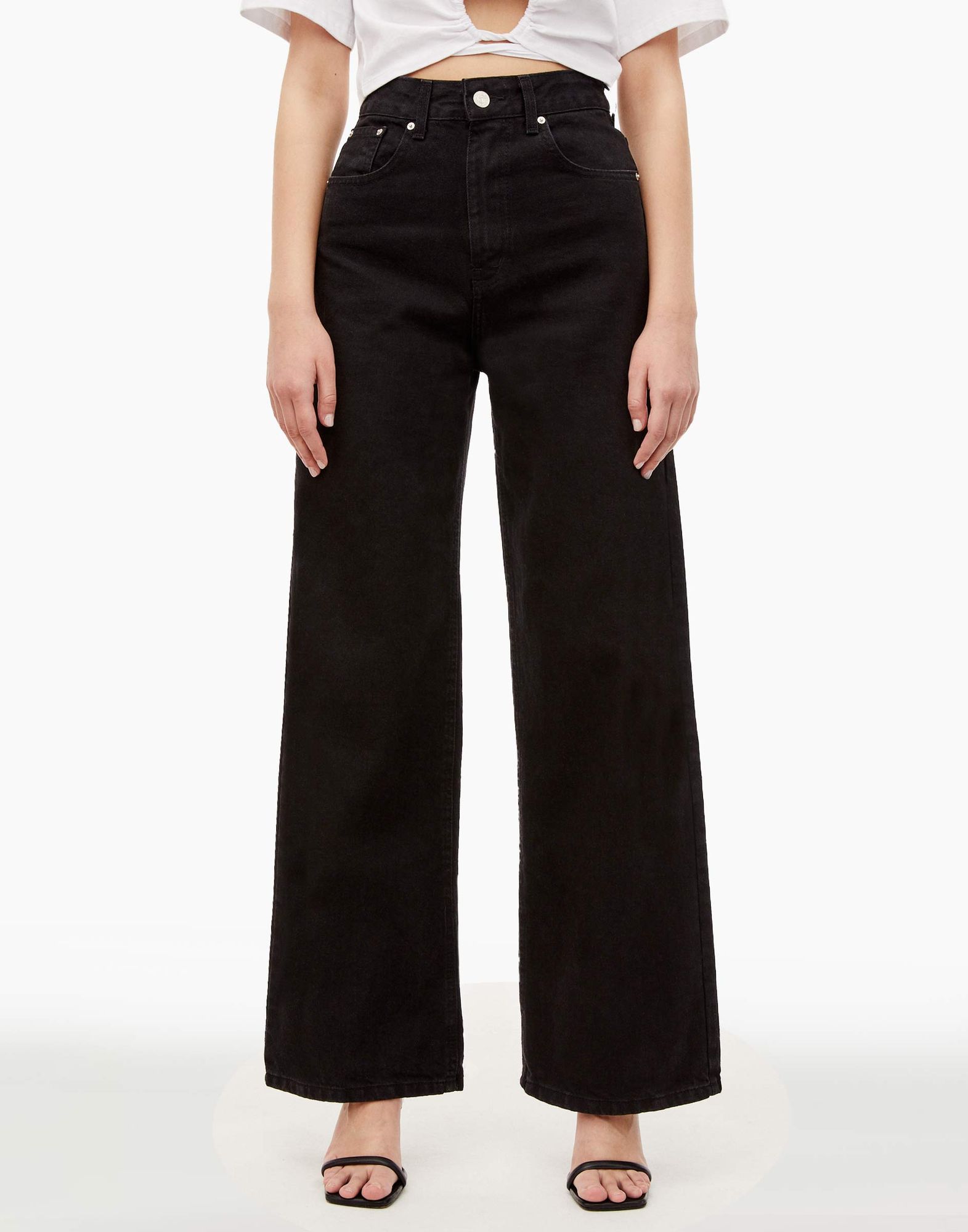 Чёрные широкие джинсы Wide leg GJN028279-1 купить по цене от 1199 ...
