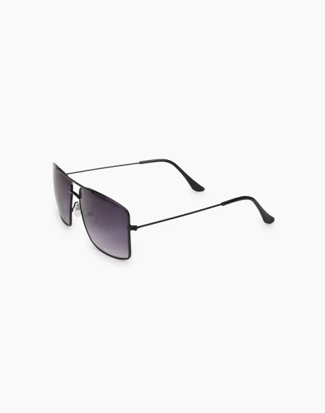 Чёрные солнцезащитные очки Aviator мужские-0