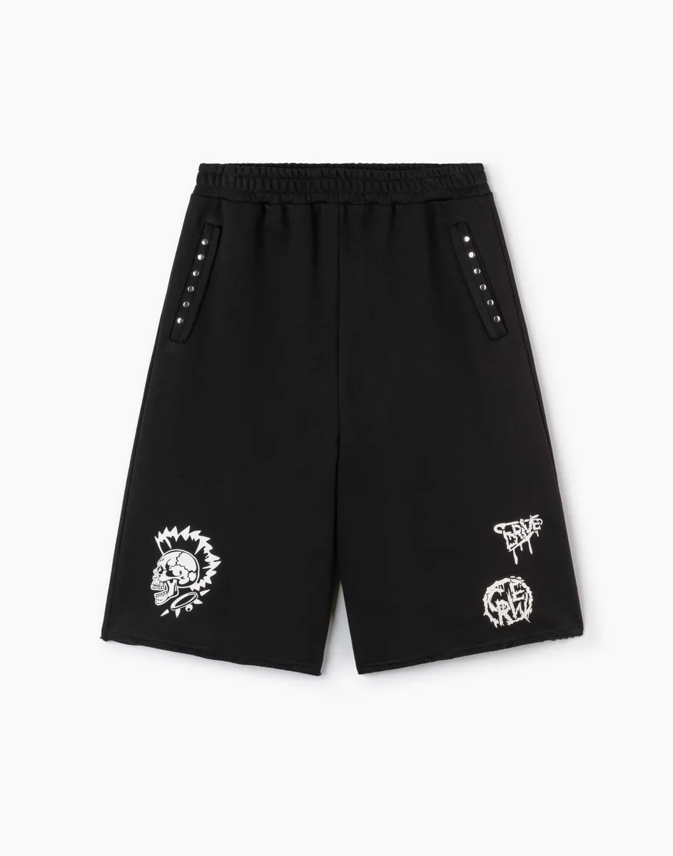 Чёрные шорты oversize с принтом BSH007800-1 купить по цене от 299 ...
