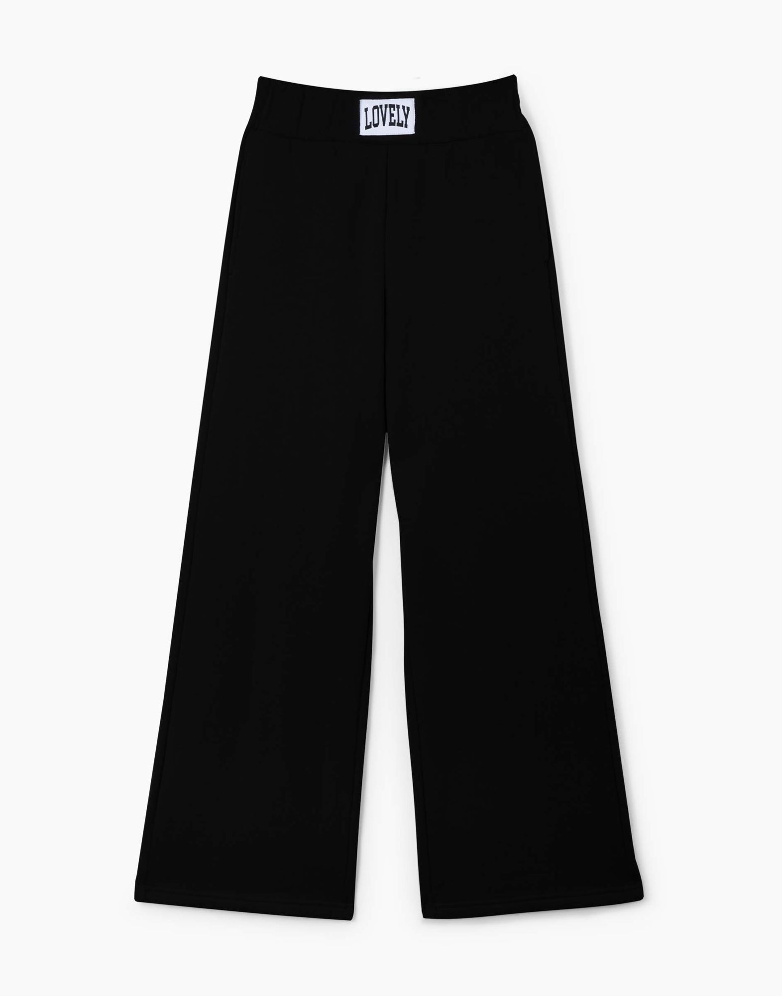 Чёрные спортивные брюки Wide Leg для девочки-1