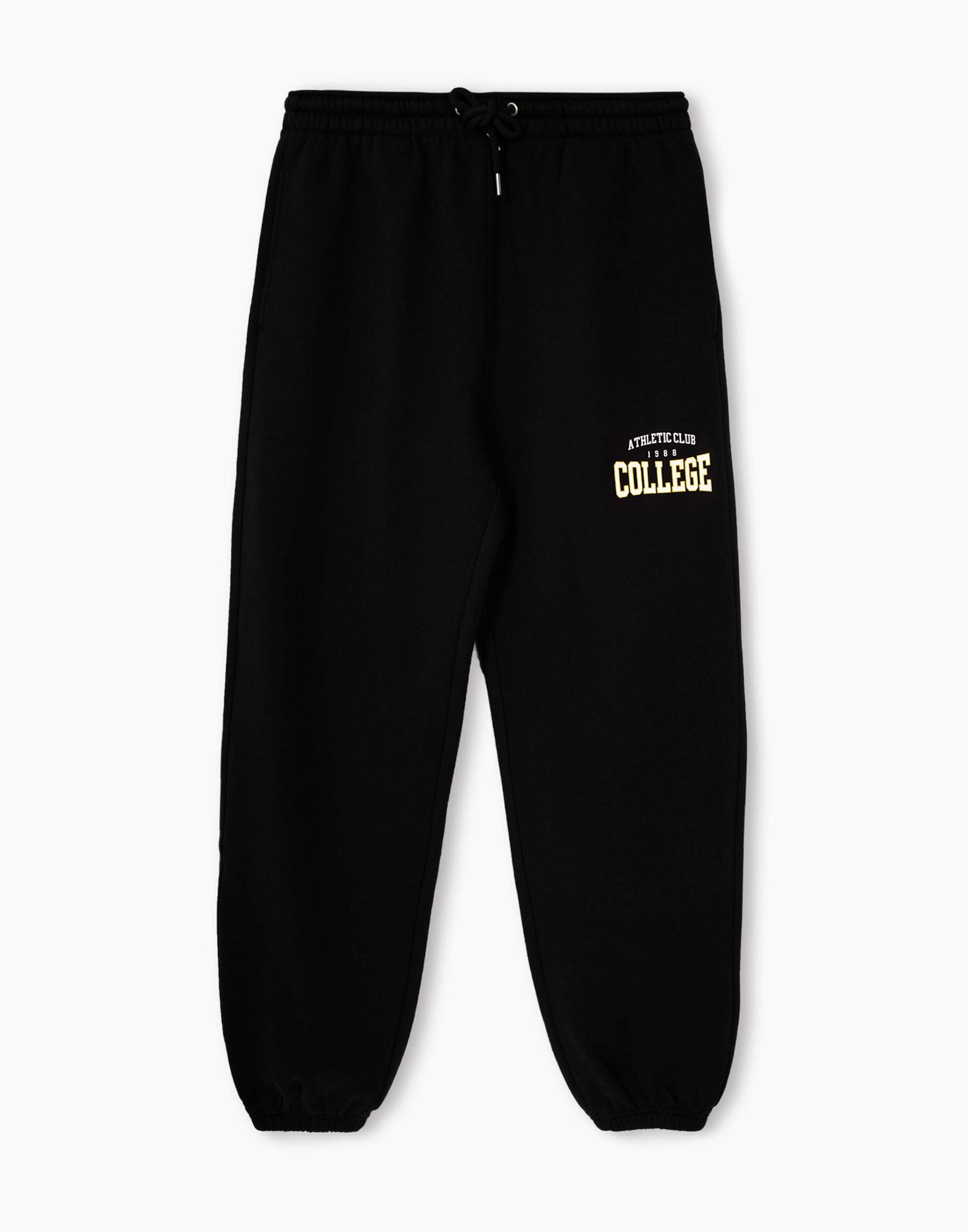 Чёрные спортивные брюки oversize с принтом-4