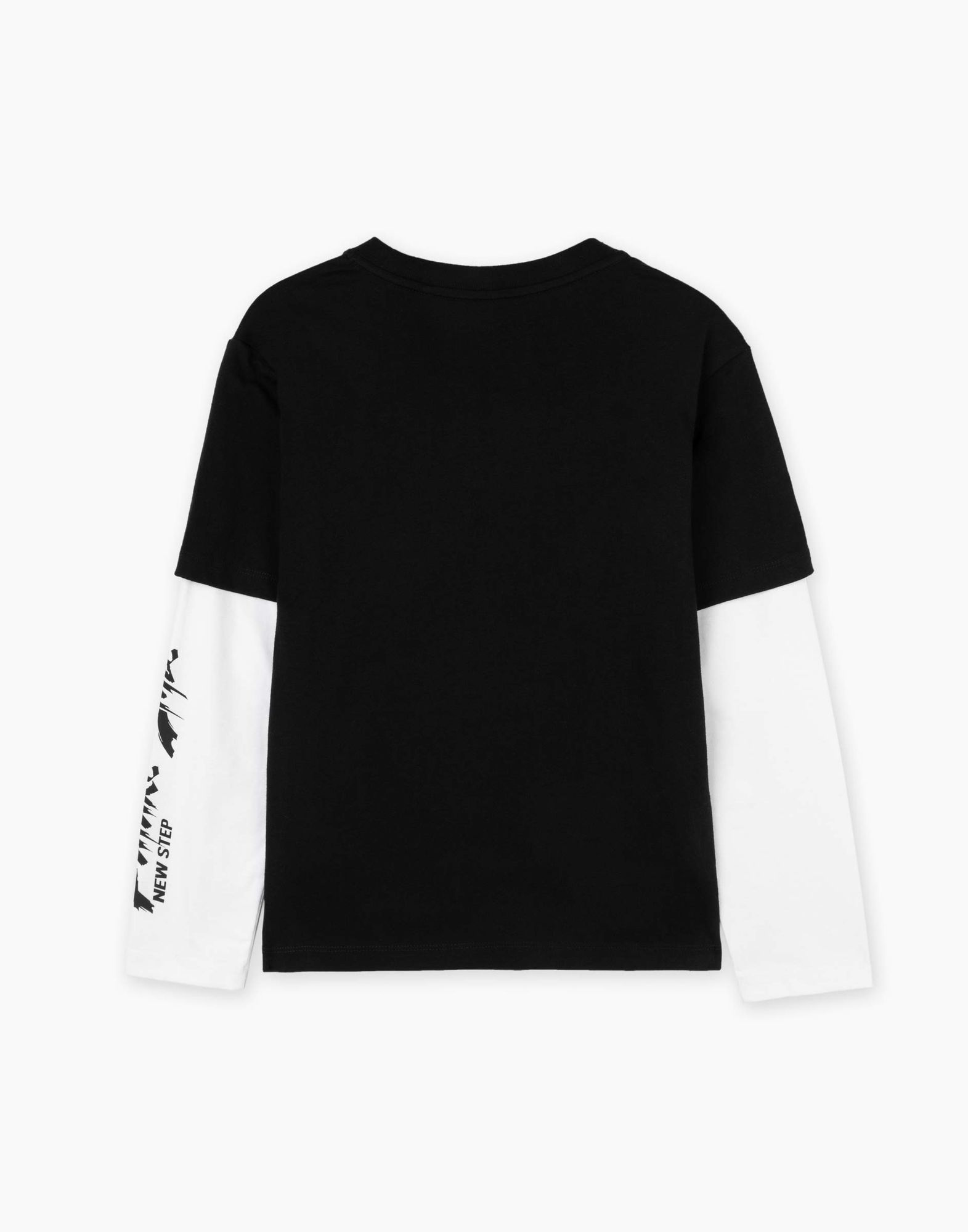 Чёрный лонгслив oversize с двойным рукавом BKT015207-1 купить по цене ...