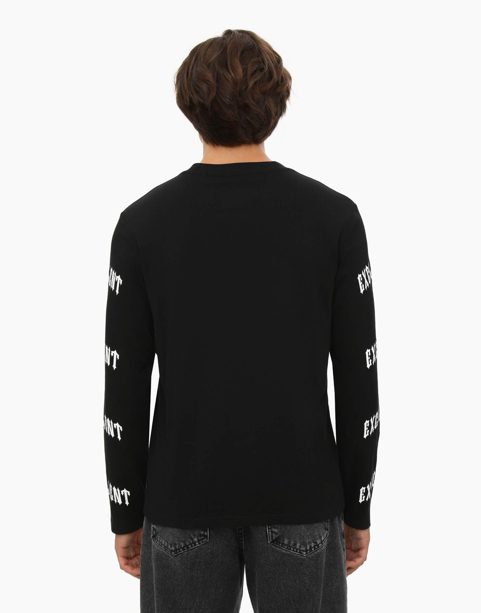 Чёрный лонгслив oversize с принтом-2