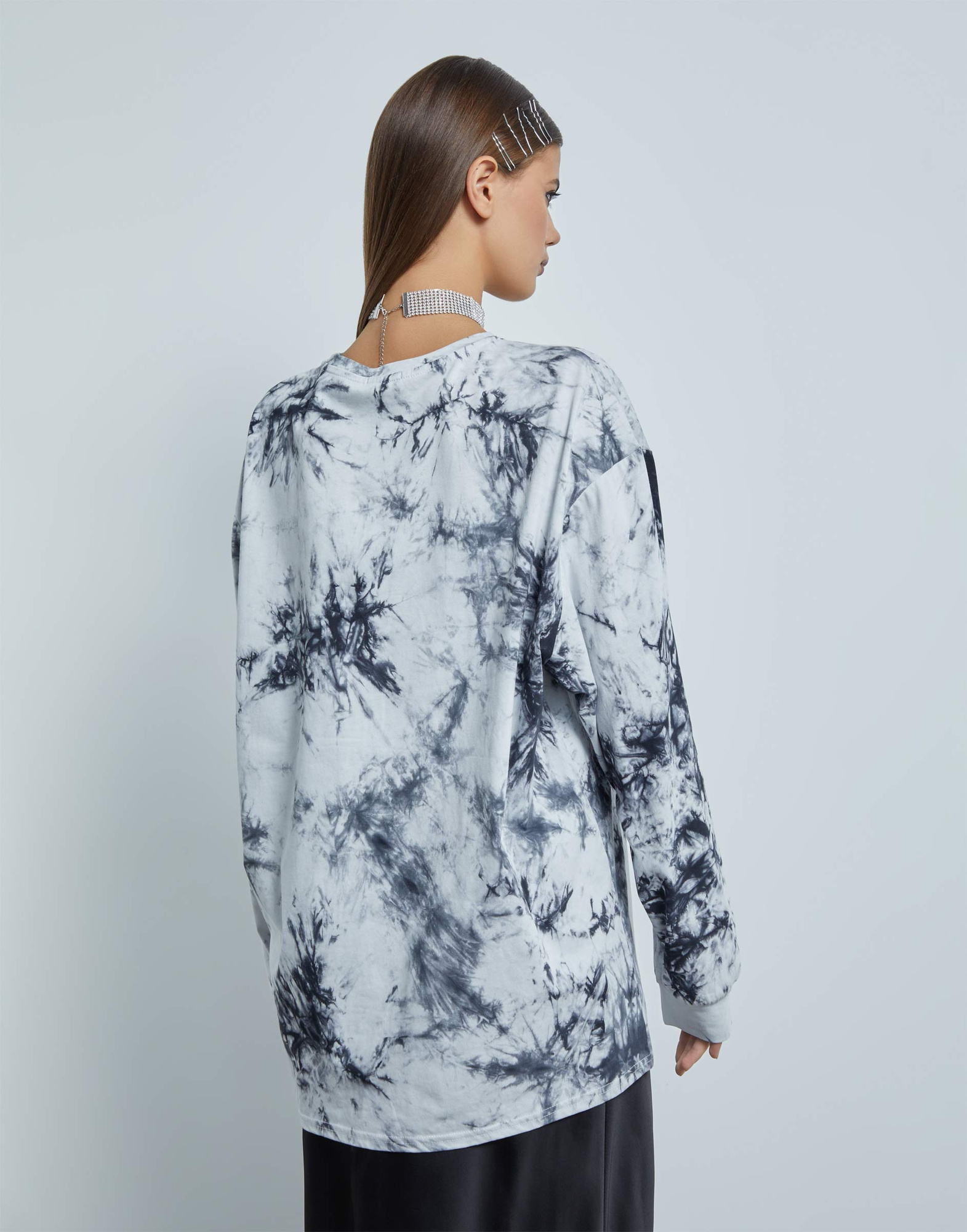 Чёрный лонгслив oversize тай-дай GKT020811-1 купить по цене от 549 ...