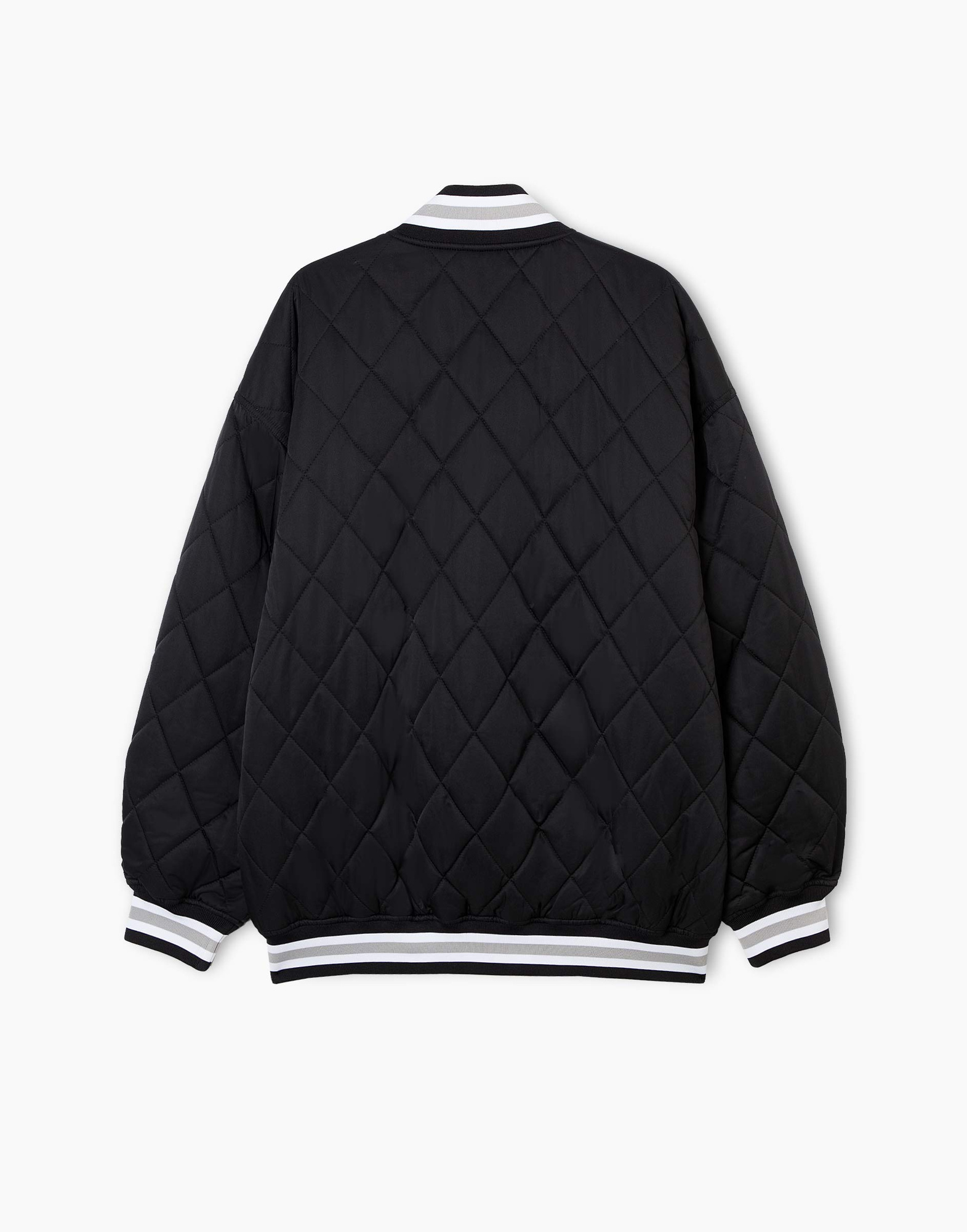 Чёрный стёганый бомбер oversize с нашивкой для мальчика BOW001548-1 ...