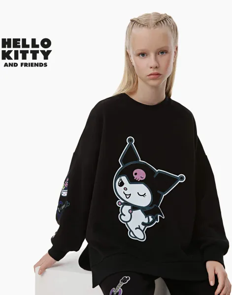 Чёрный свитшот из коллекции Hello Kitty для девочки-0