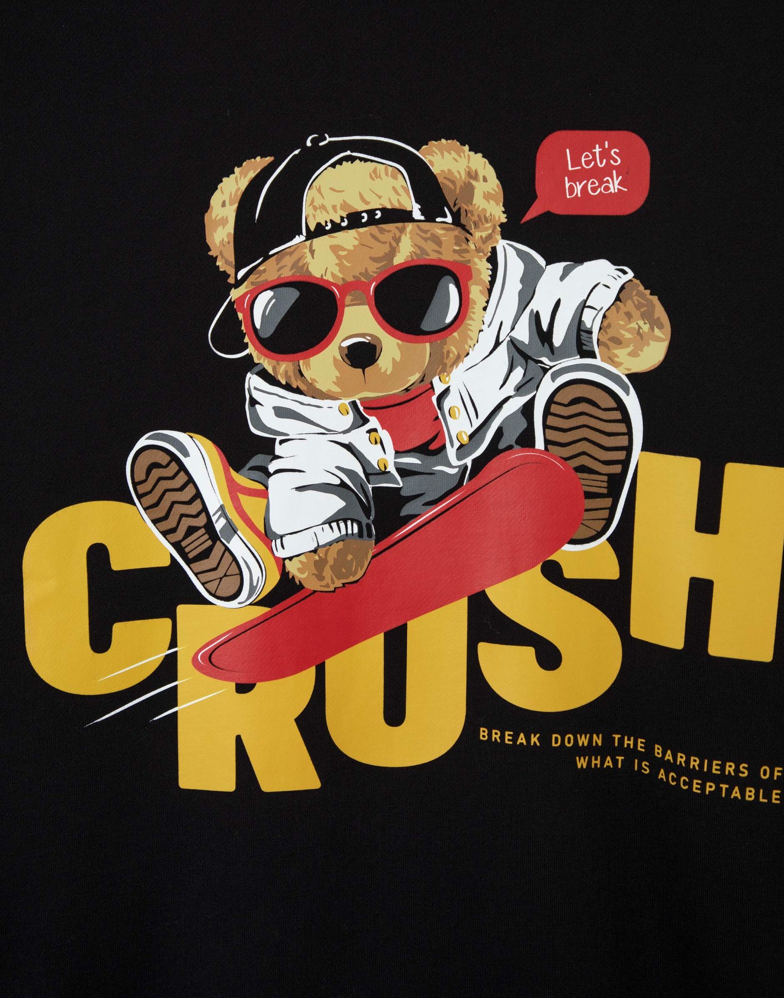Чёрный свитшот oversize с принтом Crush для мальчика-3