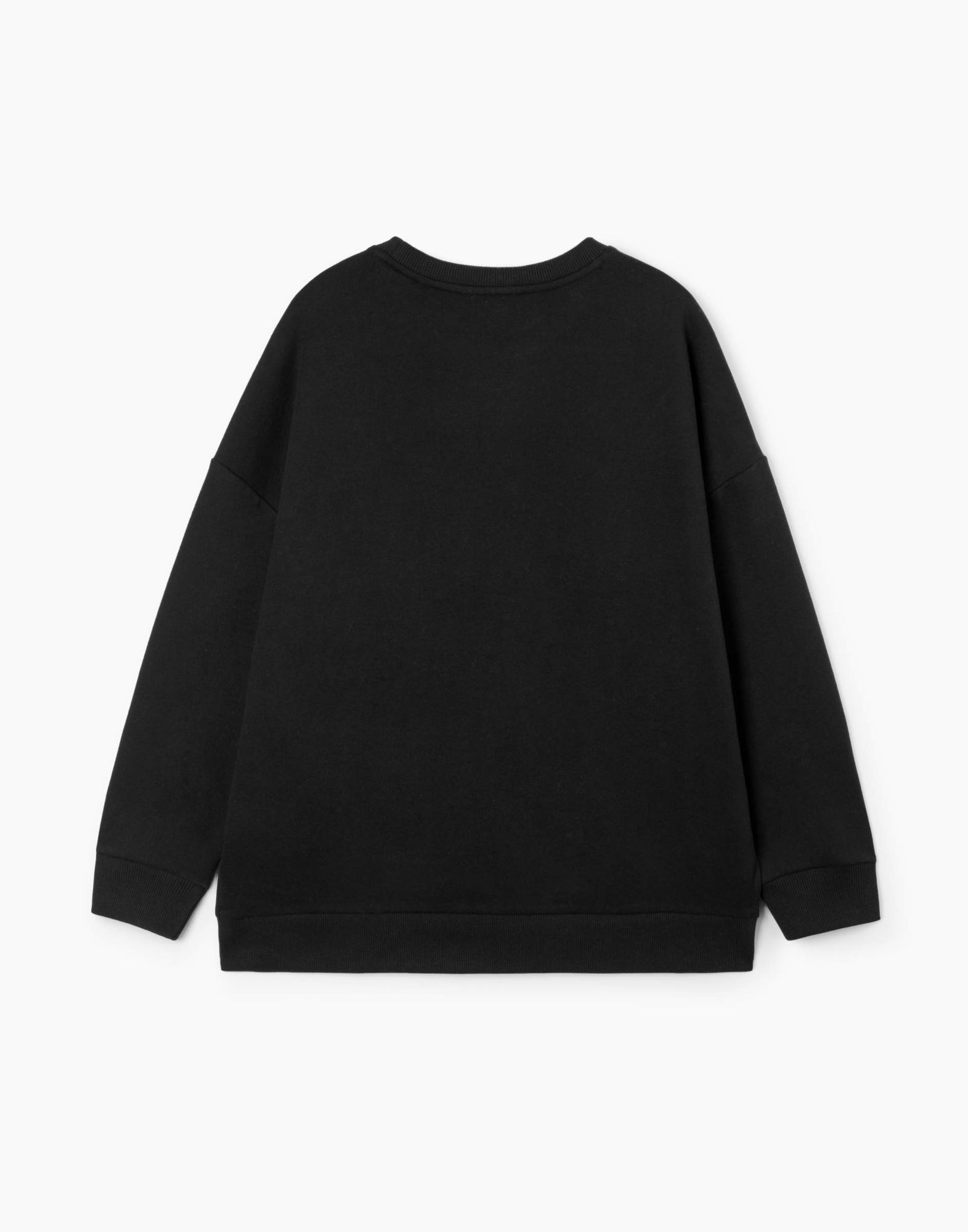 Чёрный свитшот oversize с принтом для девочки-2