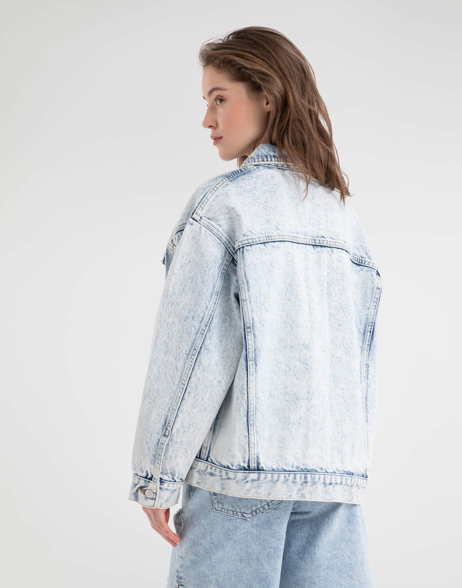Джинсовый жакет (куртка) oversize с карманами-1