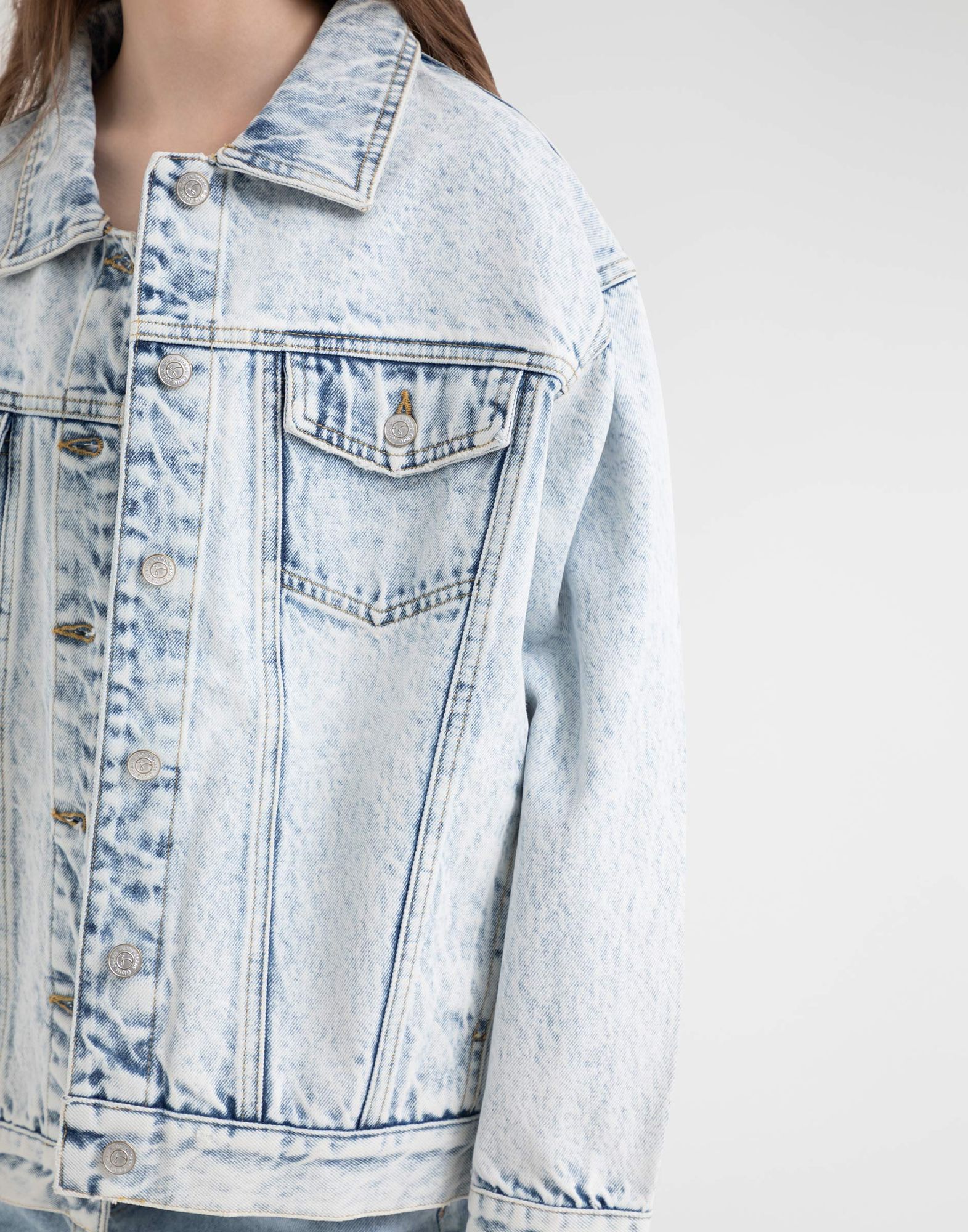 Джинсовый жакет (куртка) oversize с карманами-4