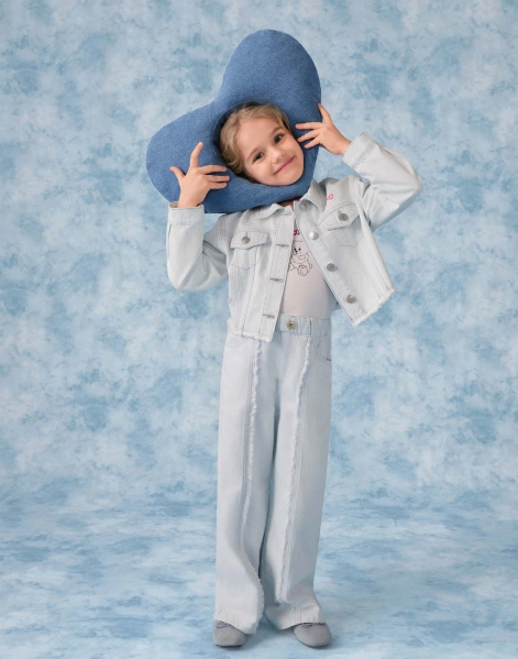 Джинсы Long leg с бахромой и эластичным поясом для девочки-0