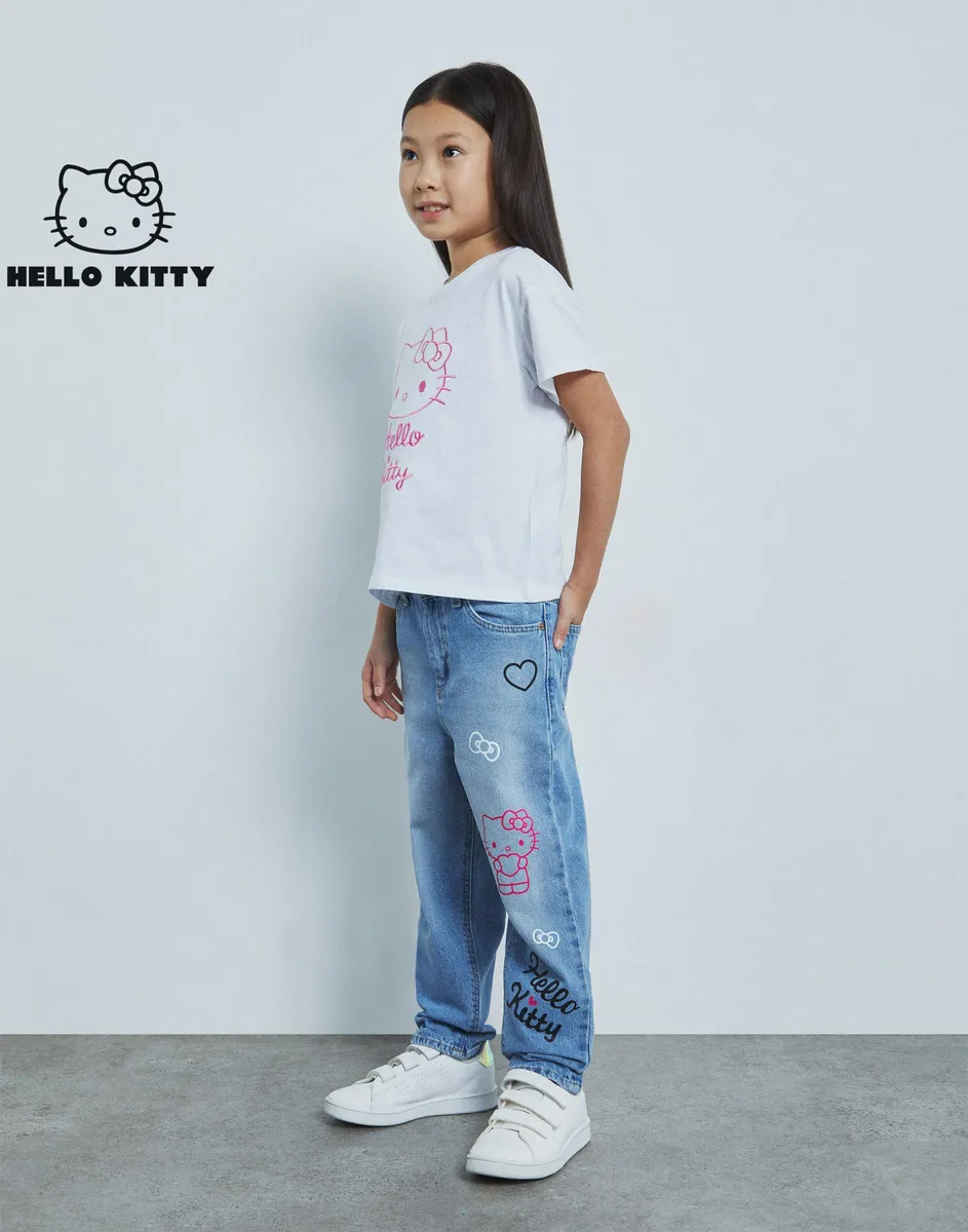 Джинсы Mom fit с принтом Hello Kitty для девочки GJN031532-1 купить по цене  от 899 рублей с доставкой по России