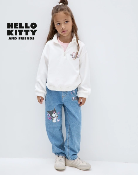 Джинсы Mom с принтом Kuromi для девочки-0