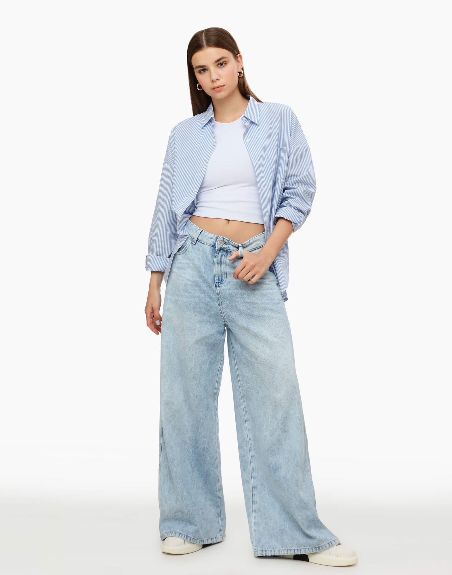 Джинсы-трансформеры Wide leg relaxed с резинками-0