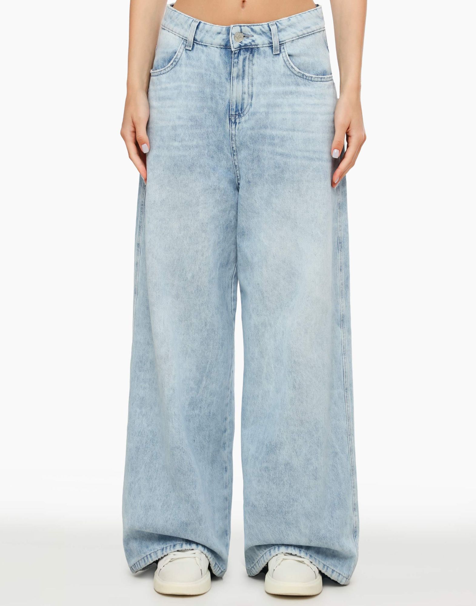 Джинсы-трансформеры Wide leg relaxed с резинками-1