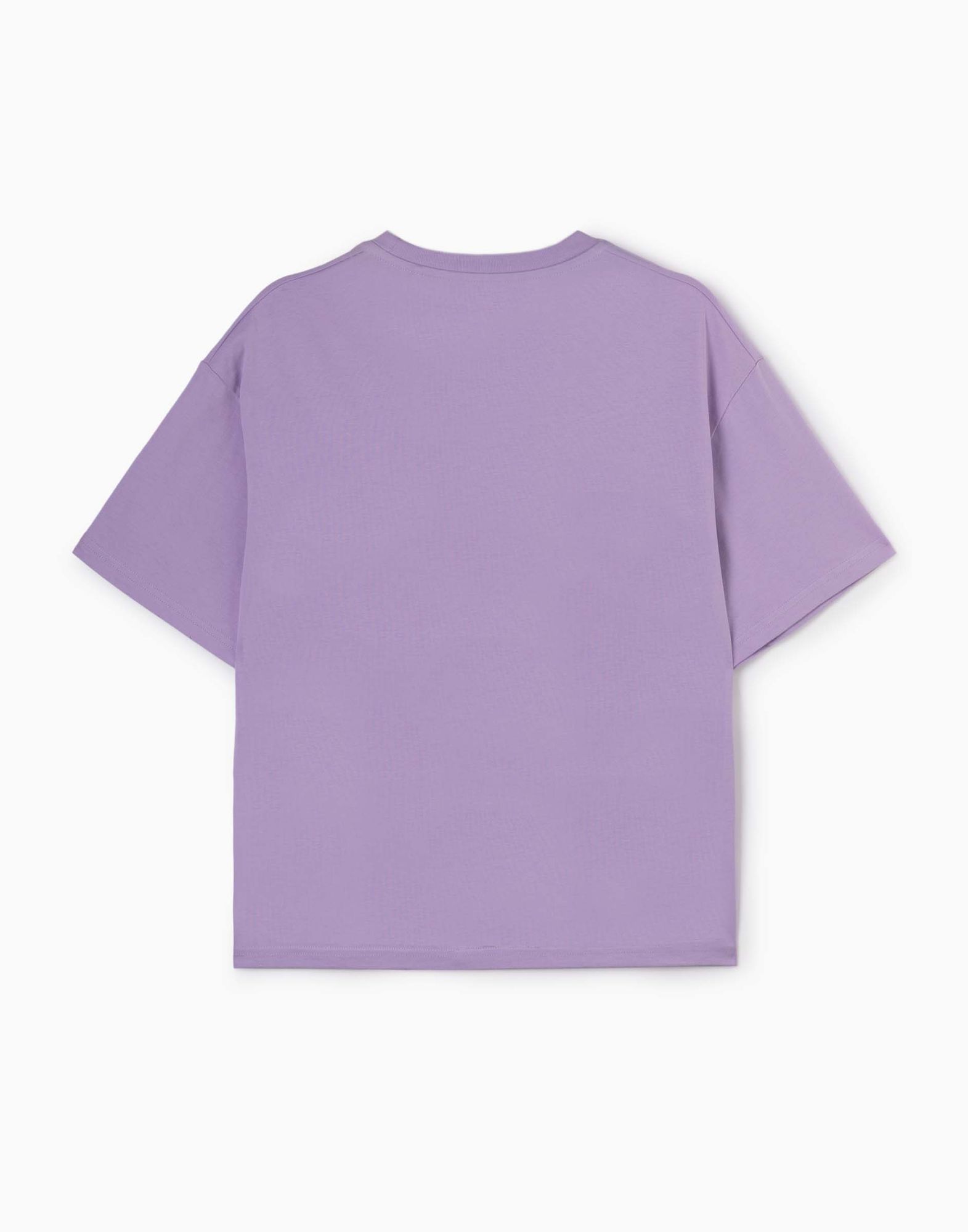 Фиолетовая футболка oversize с граффити-принтом-2
