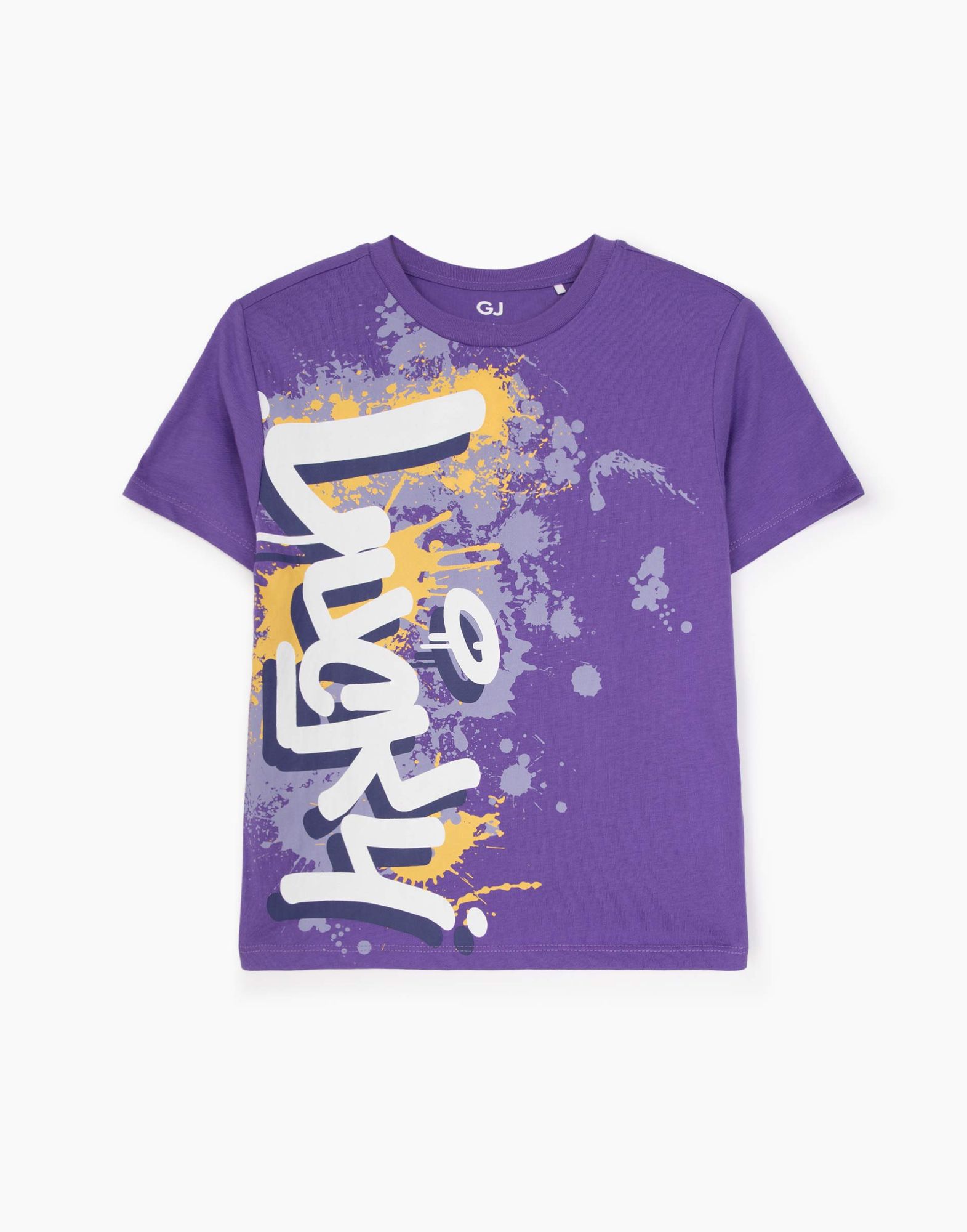 Фиолетовая футболка с граффити-принтом для мальчика-1