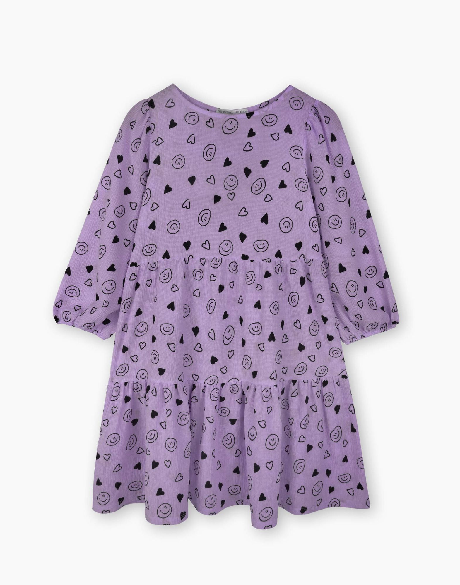 Фиолетовое ярусное платье с принтом для девочки-1