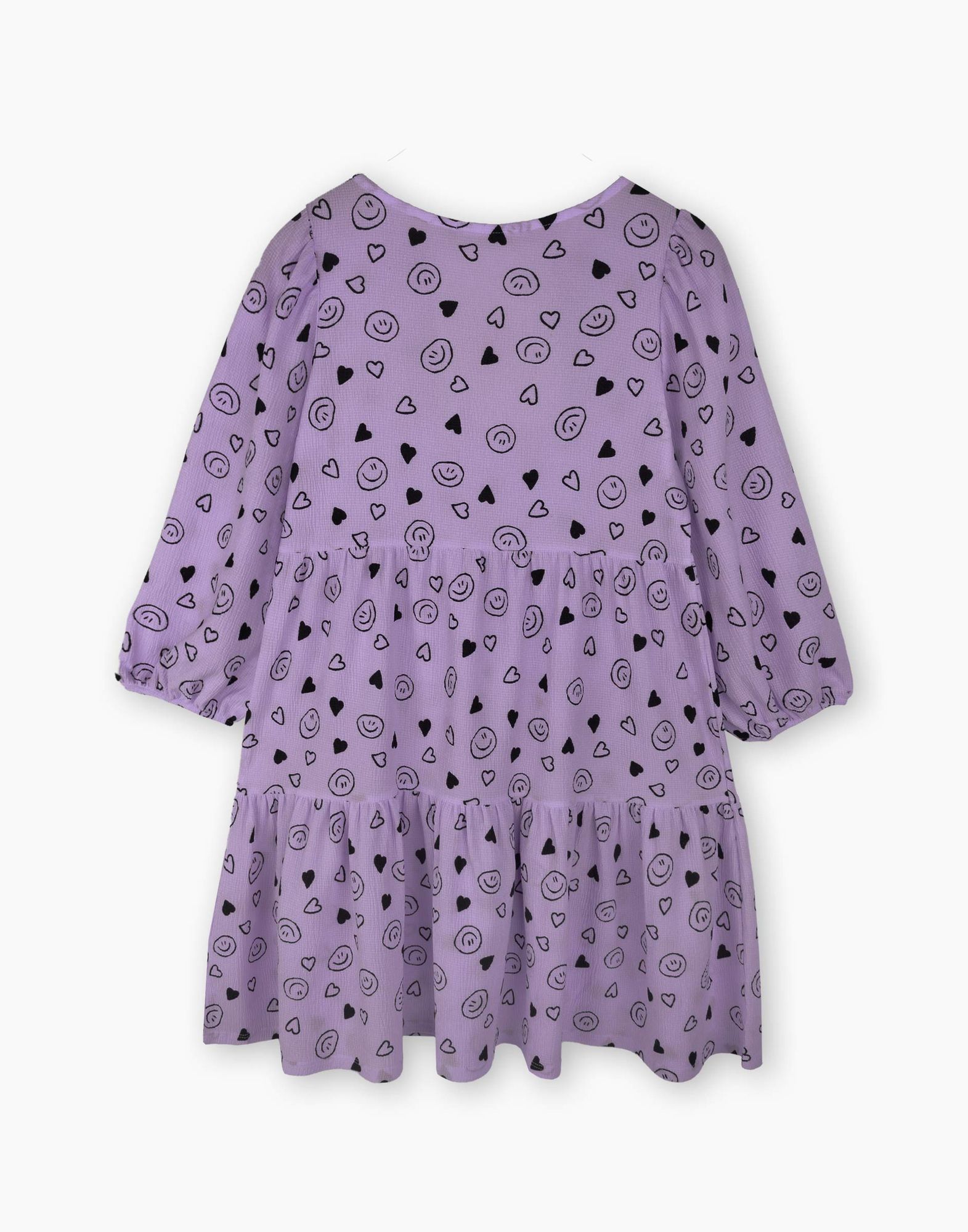 Фиолетовое ярусное платье с принтом для девочки-2