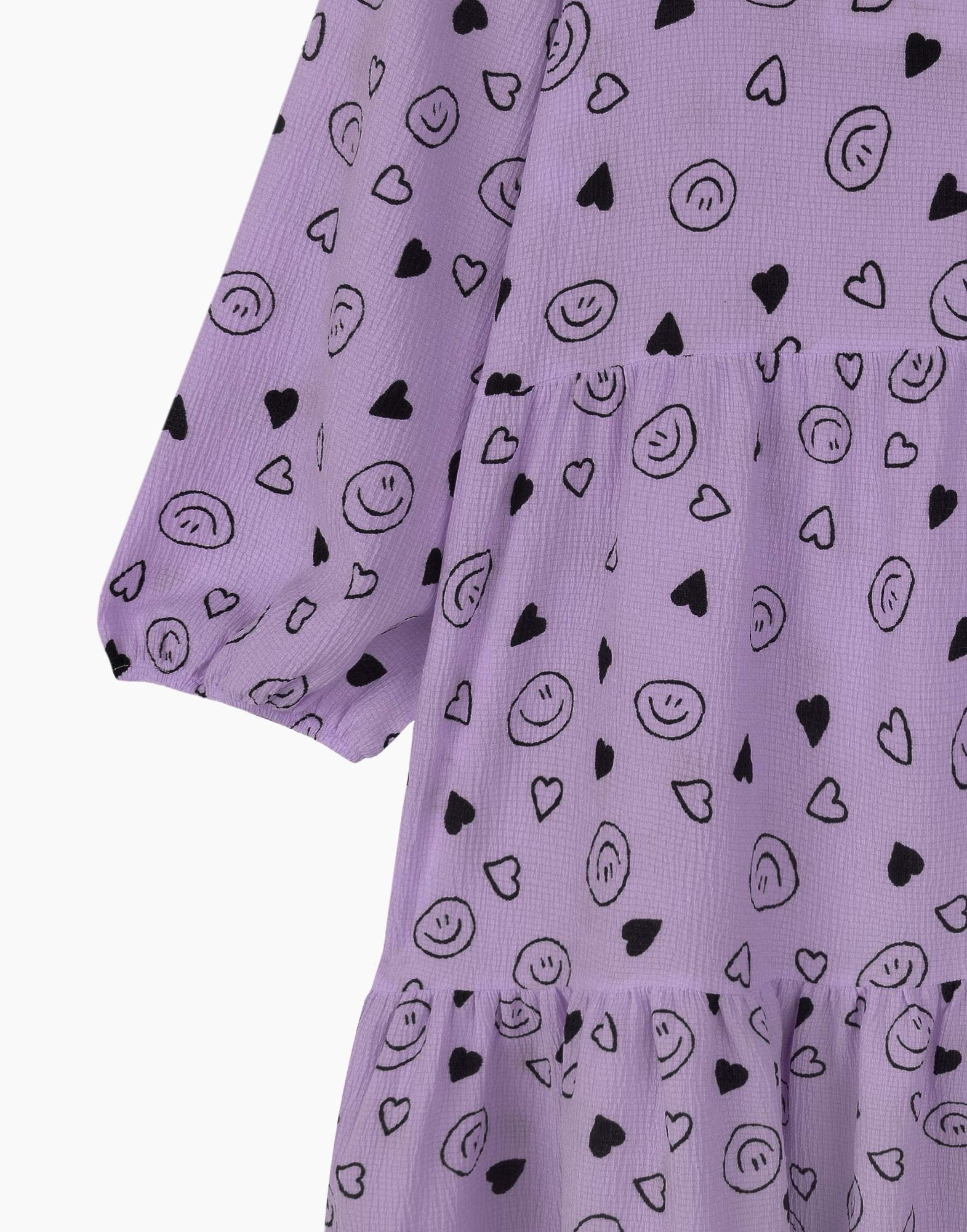 Фиолетовое ярусное платье с принтом для девочки-3