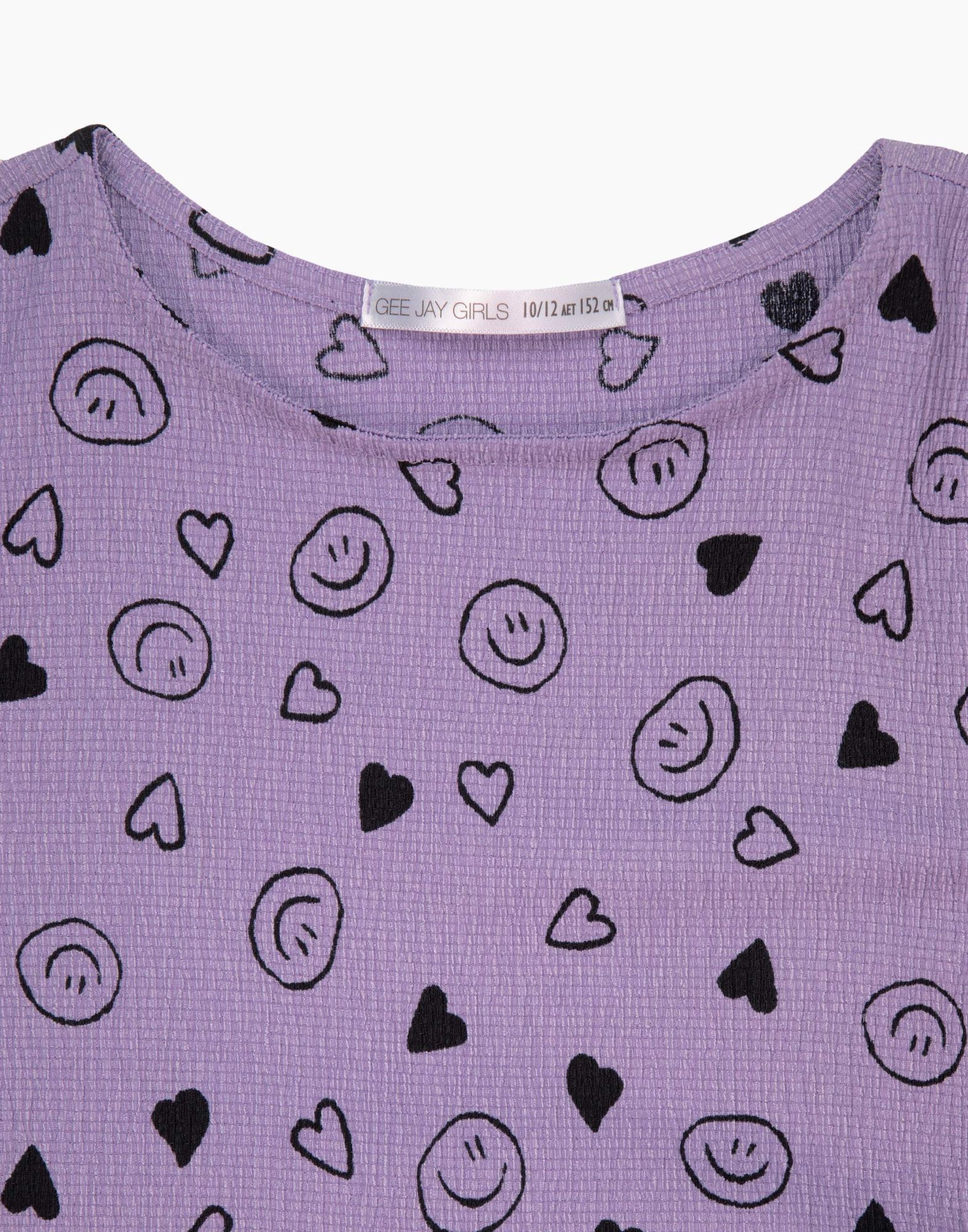 Фиолетовое ярусное платье с принтом для девочки-4
