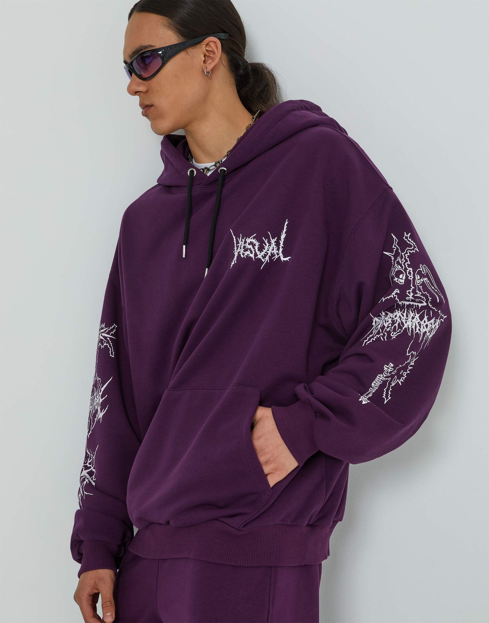 Фиолетовое худи oversize с принтом BAC013248-1 купить по цене от 549 ...