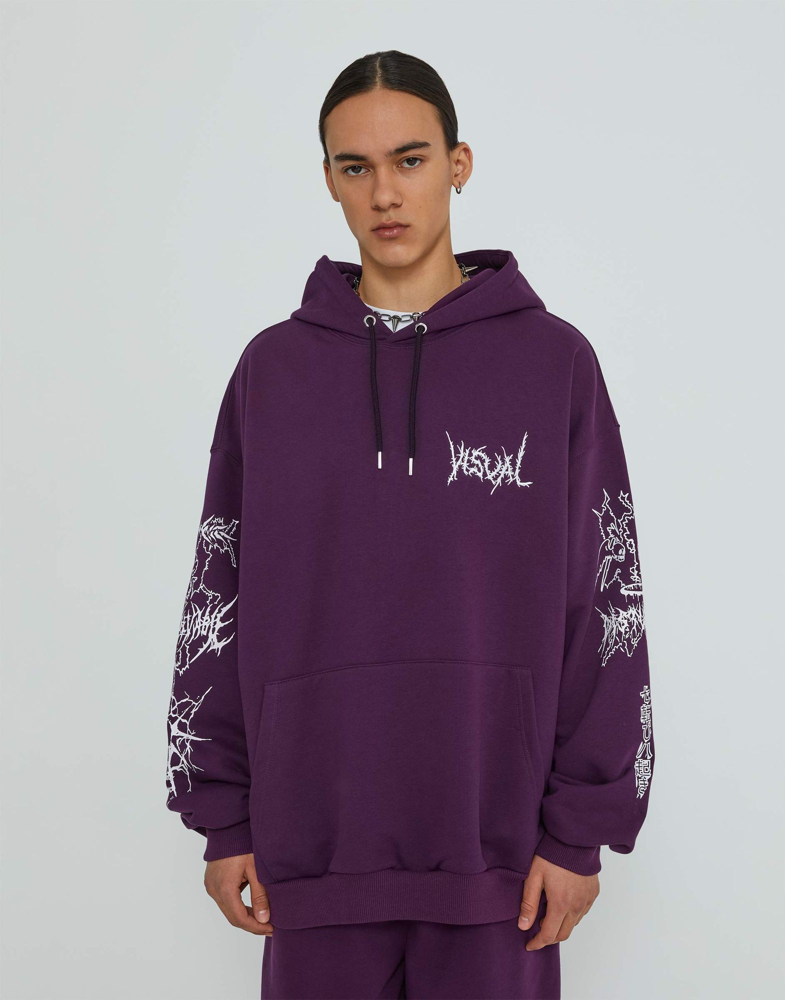 Фиолетовое худи oversize с принтом BAC013248-1 купить по цене от 549 ...