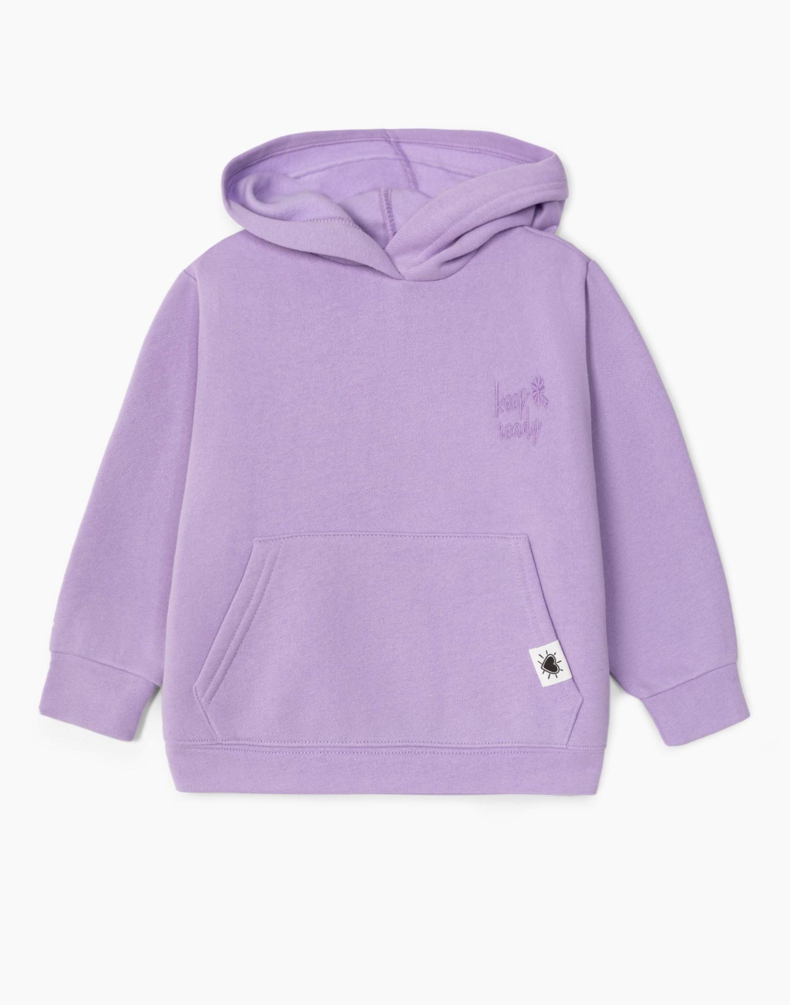 Фиолетовое худи oversize с вышивкой для девочки-0