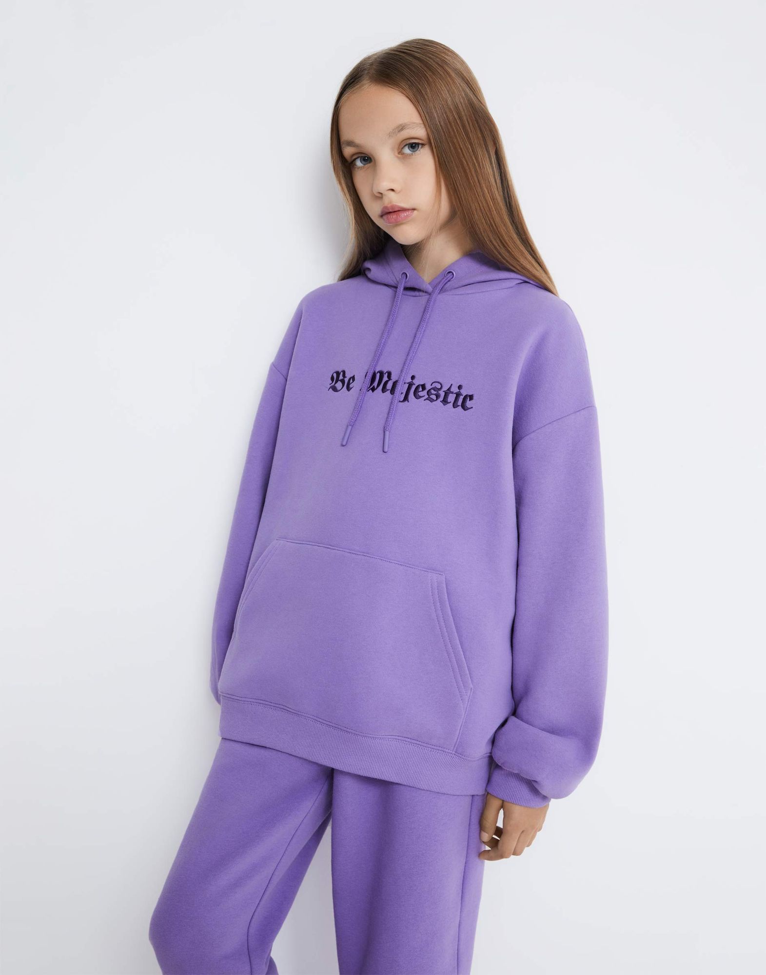 Фиолетовое худи oversize с вышивкой GAC023172-1 купить по цене от 549 ...