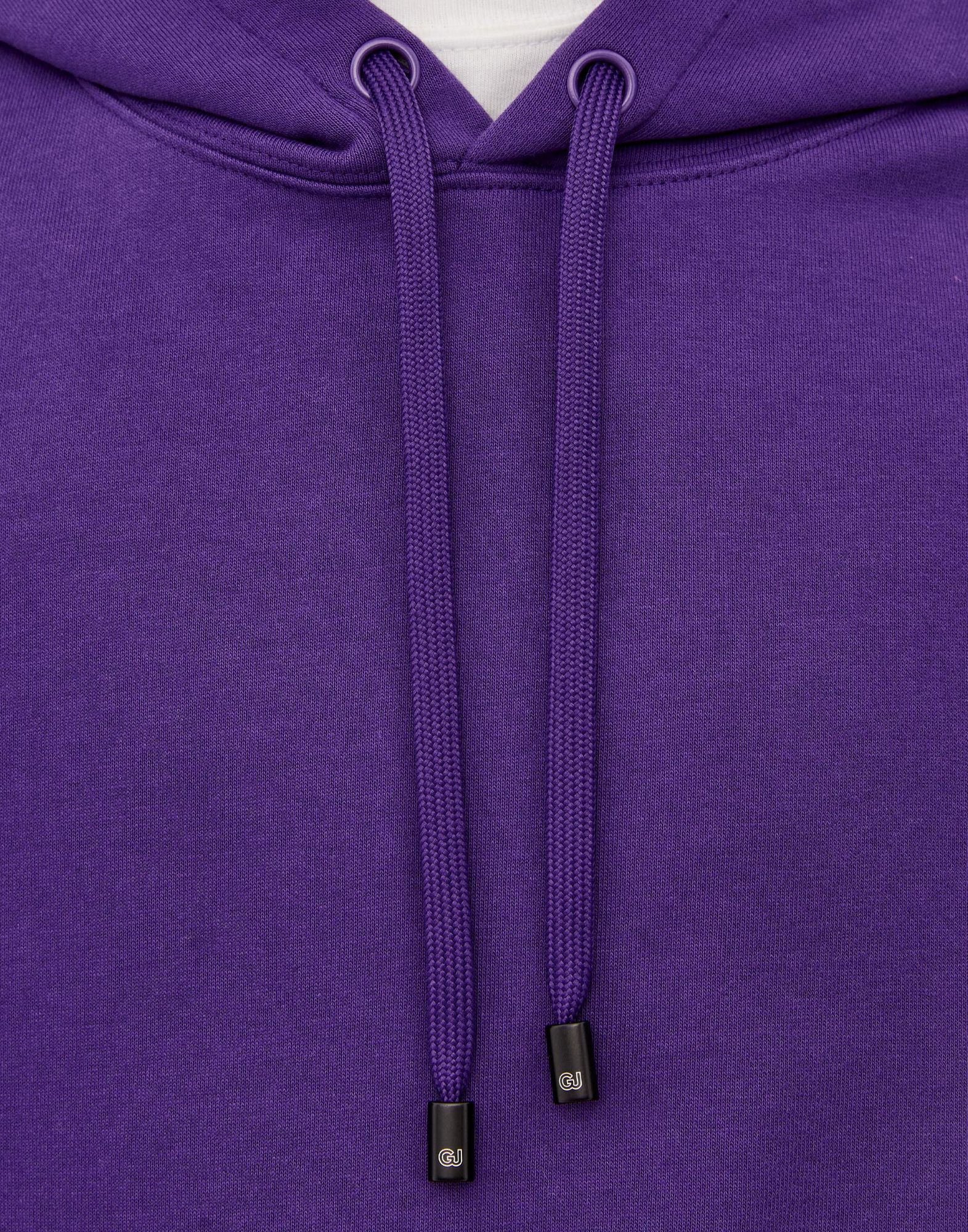 Фиолетовое свободное худи с нашивкой на капюшоне-4