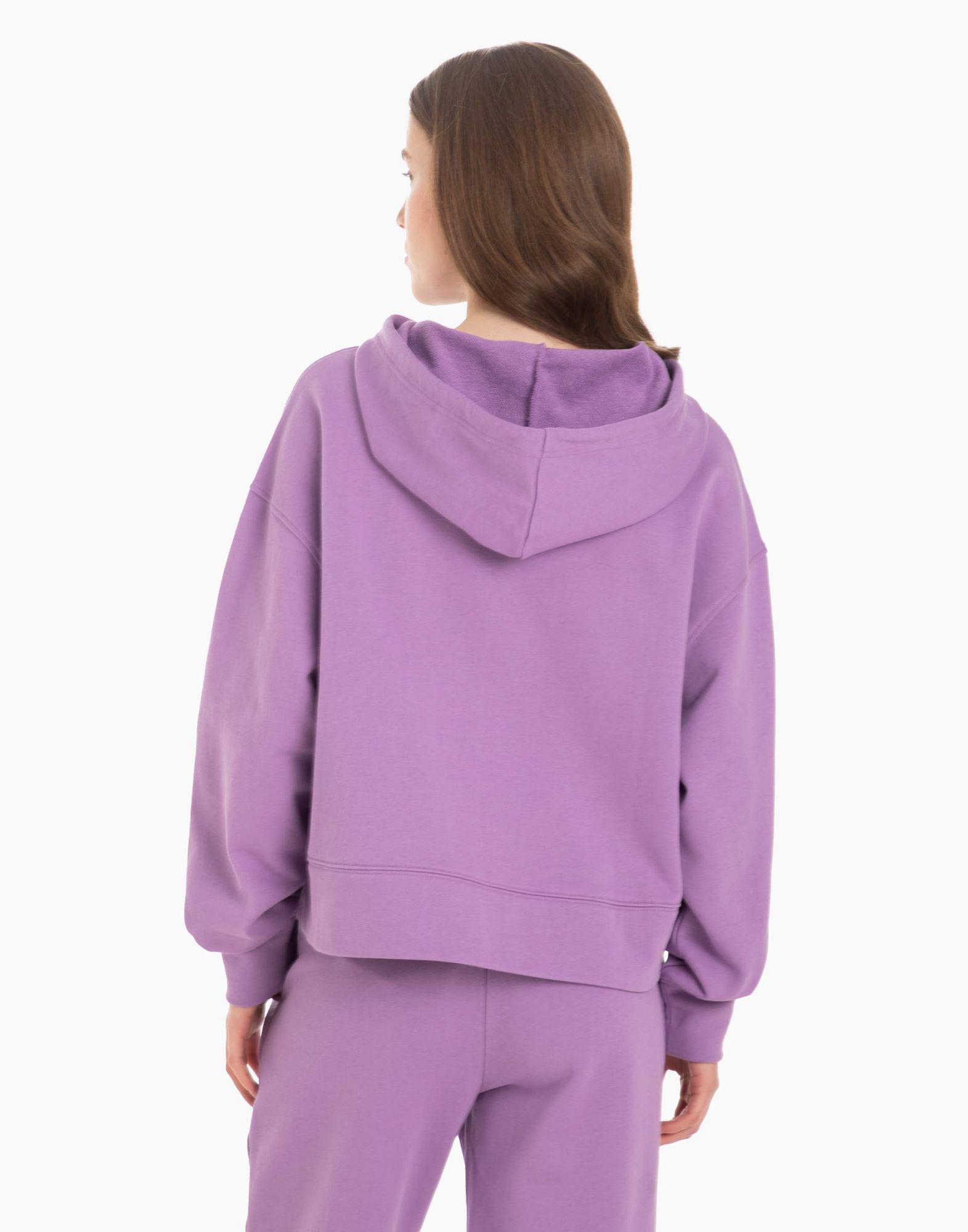 Фиолетовое укороченное худи oversize с надписью-1